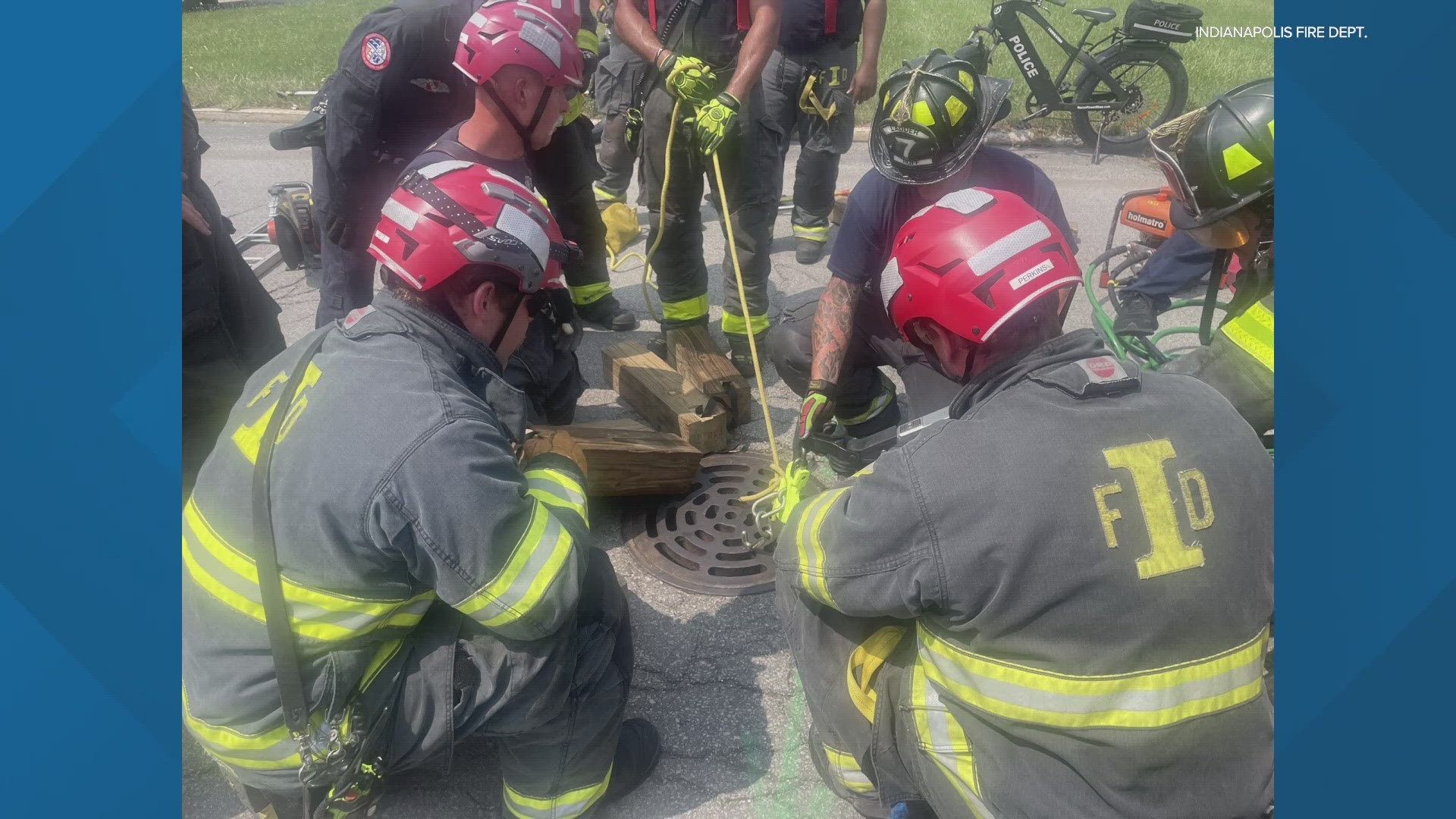 Indianapolis firefighters tell us a woman is safe tonight after they rescued her from a sewer.