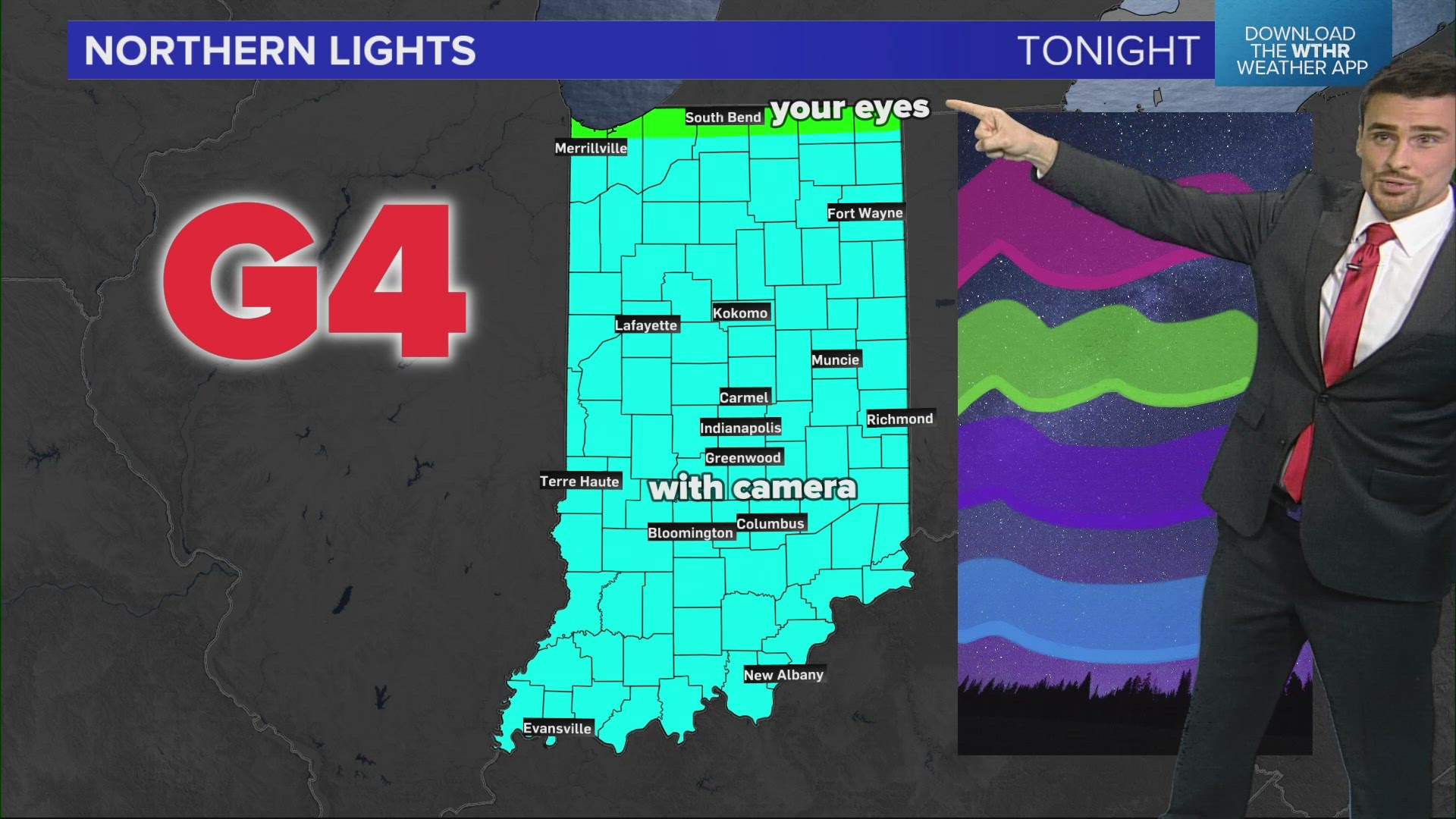 While the geomagnetic storm is a bit weaker tonight compared to the night before, we have received reports of northern lights from across Indiana.