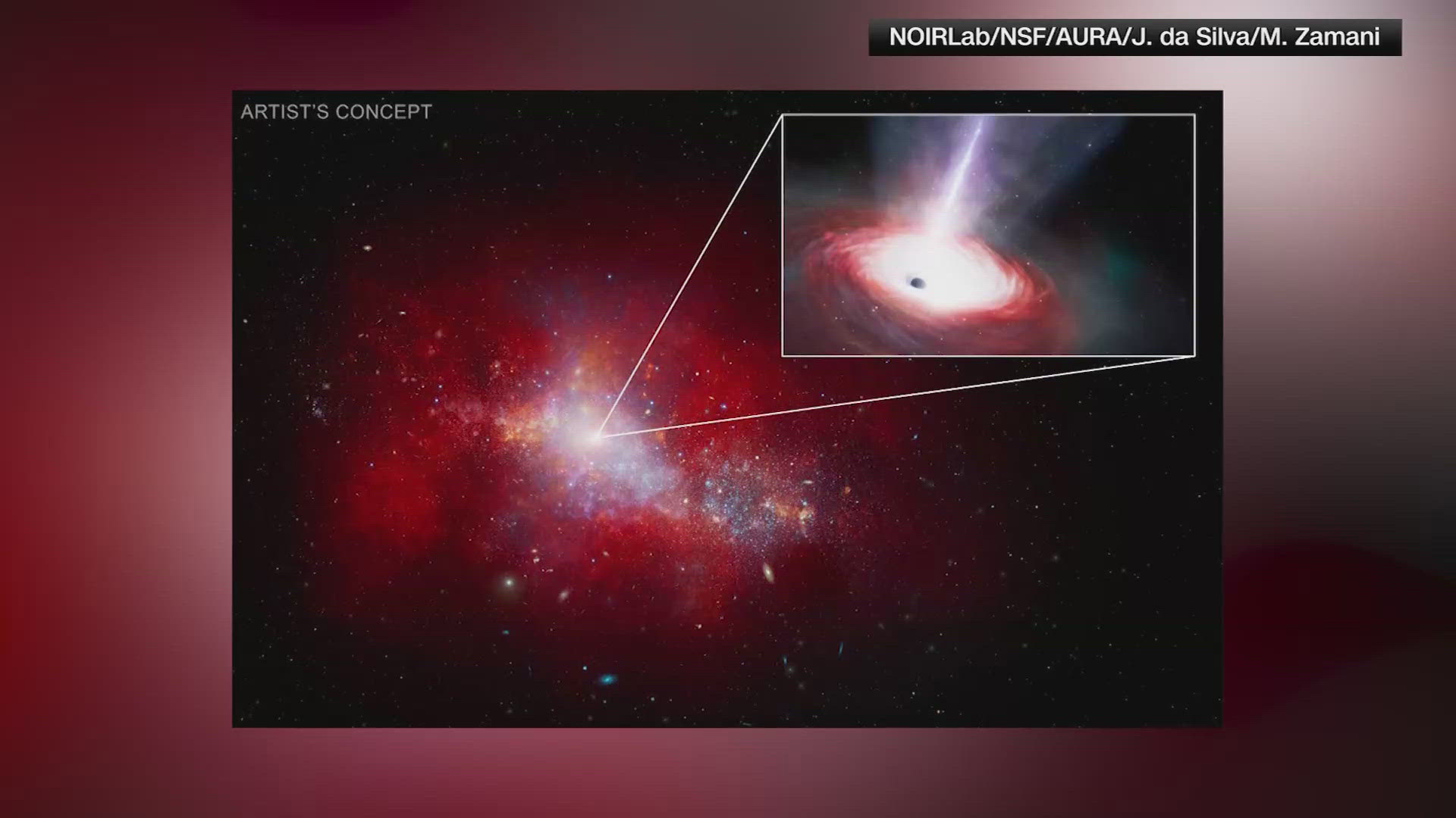 Astronomers say the hole came 1.5 billion years after the "Big Bang."