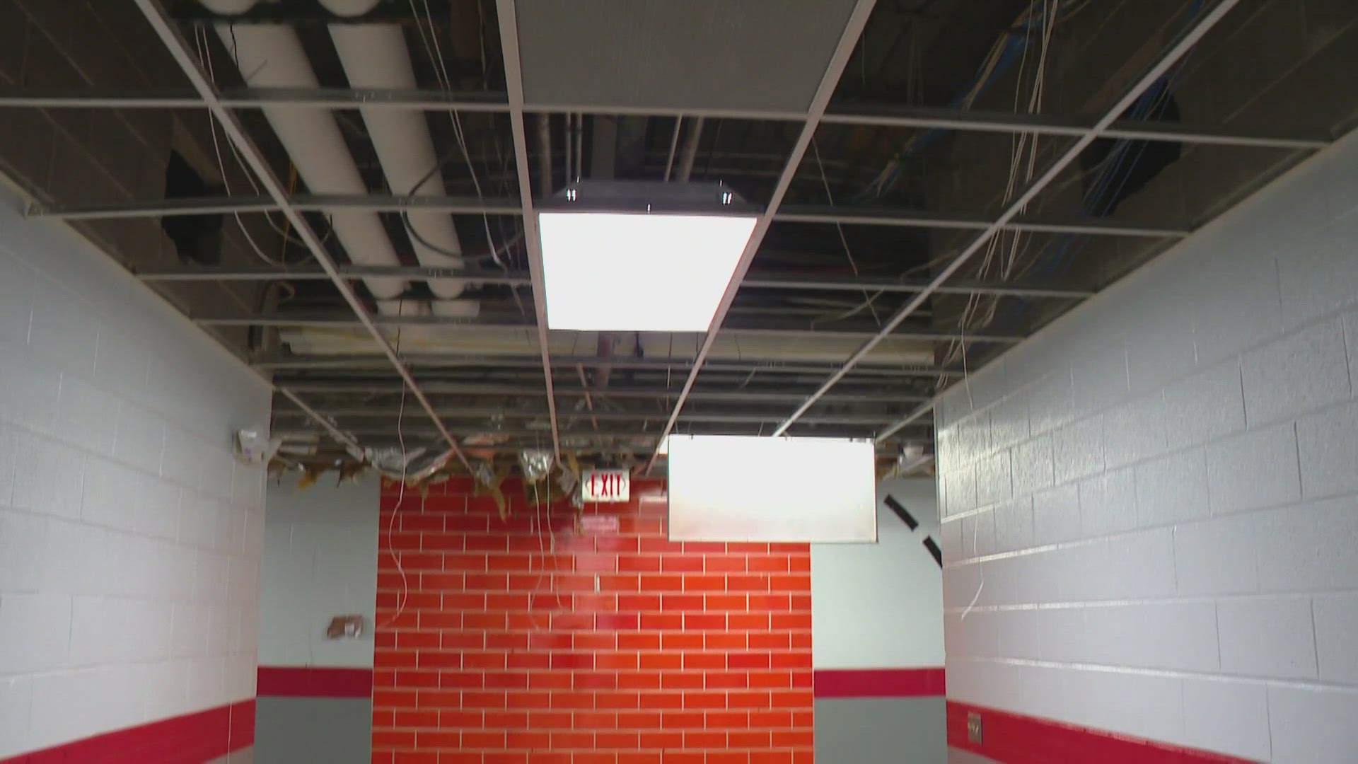 Teachers and administrators spent the day cleaning up inside and outside the school after it was hit by powerful straight-line winds Sept. 20, 2024.