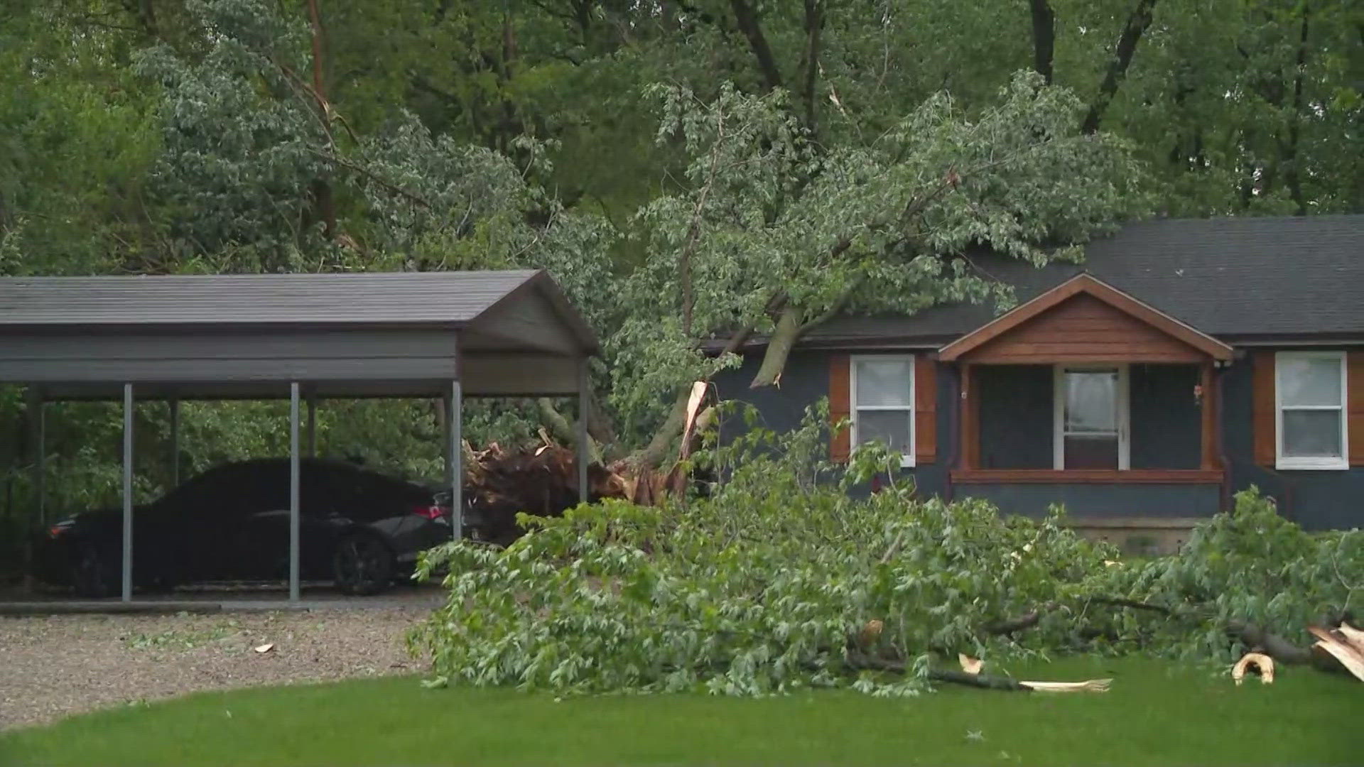 Tree falls into house, widespread damage reported in central Indiana ...