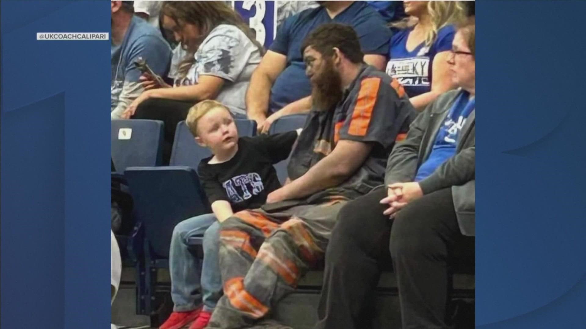 A family that attended the University of Kentucky's annual Blue-White game on Saturday got a lot of attention for their dedication to making a family memory.