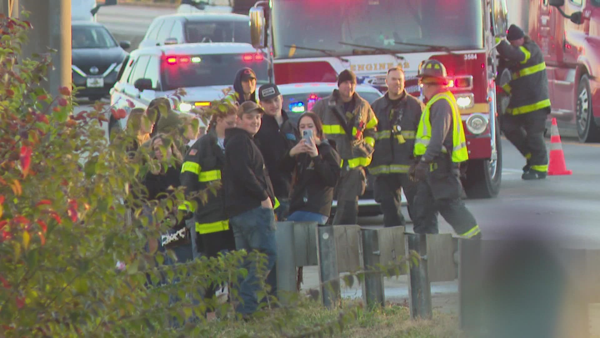 Two students in Indianapolis for the FFA Convention were slightly injured when their van crashed on I-465 Thursday morning.