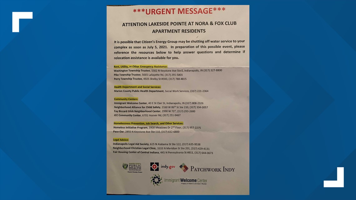 Citizens Energy explains water shutoff notices at Indianapolis apartments - Vimarsana News