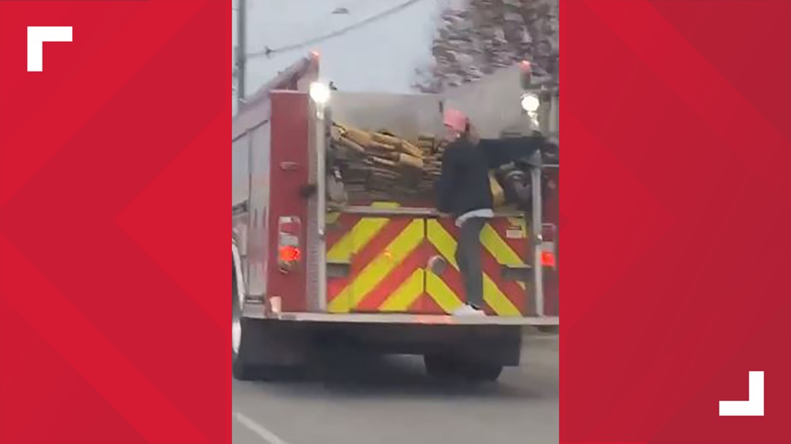 Ifd Issues Warning After Woman Seen Riding On Back Of Fire Truck Wthr Com