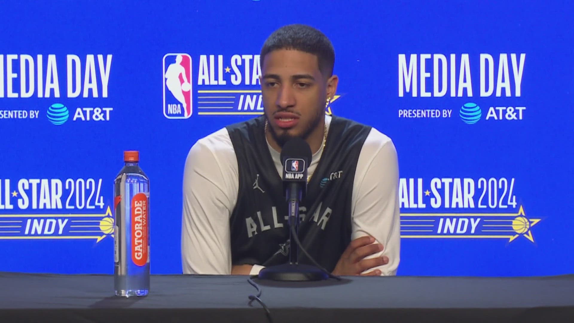 13Sports reporter Dominic Miranda asked Pacers guard Tyrese Haliburton some questions during NBA All-Star Media Day.