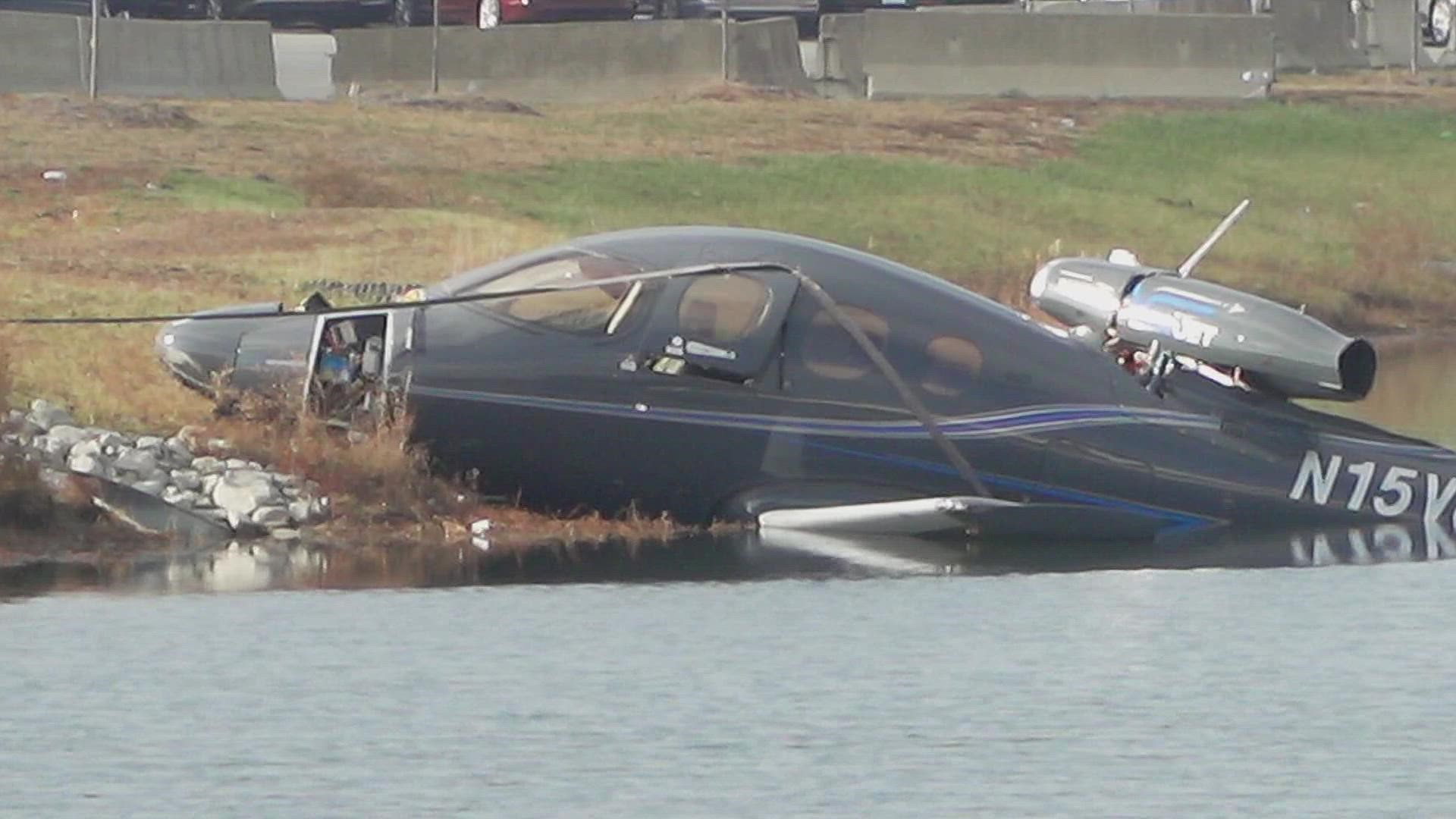The FAA is investigating how a small plane crashed into a pond in Greenfield today.