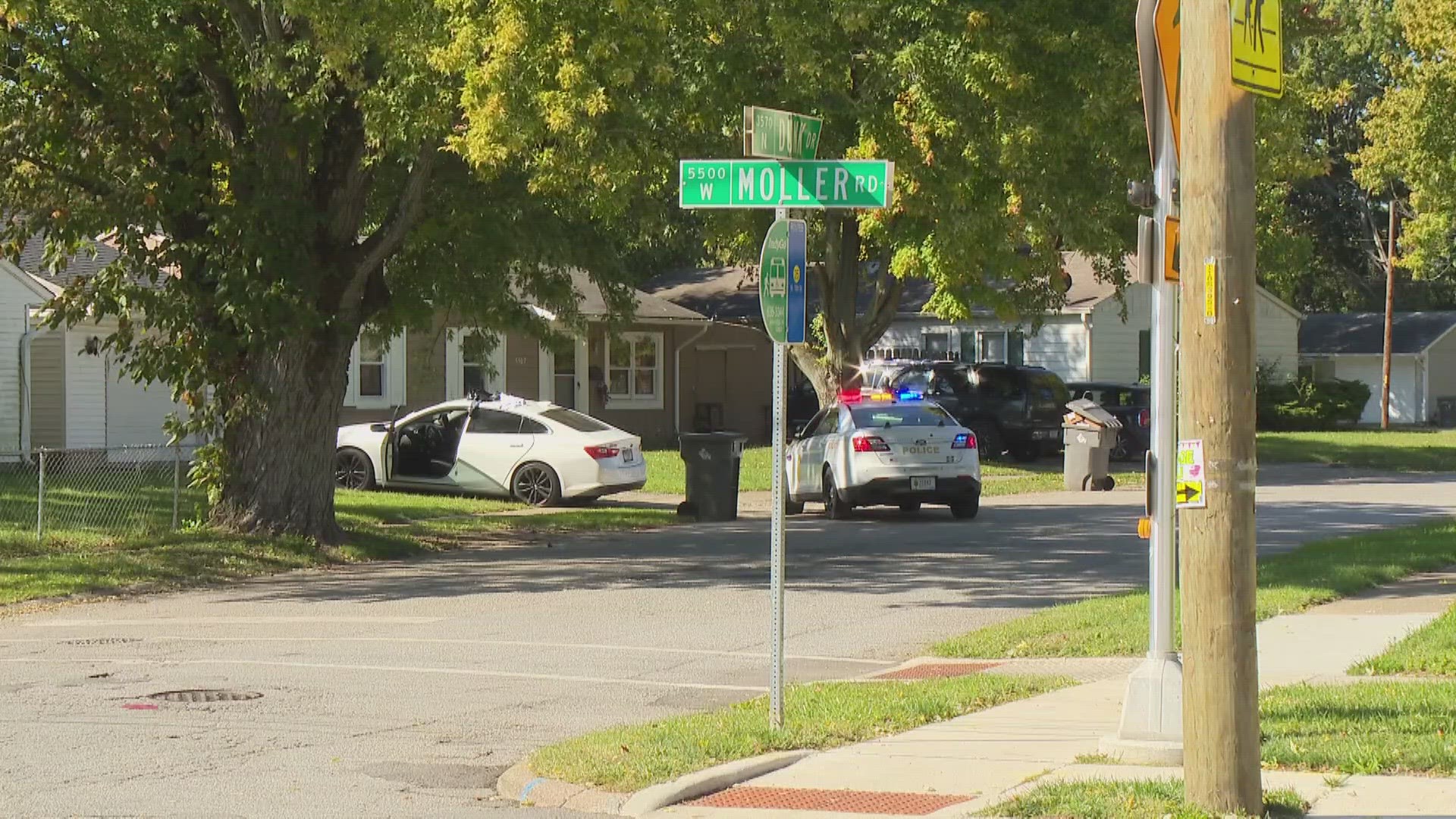 Metro police say a barrage of gunfire was exchanged outside an Indy apartment complex.