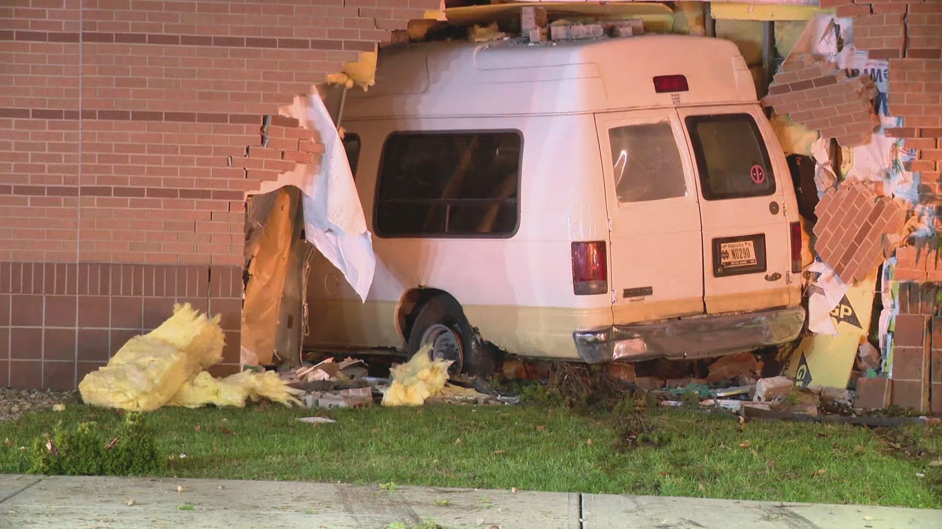 Clean up is underway at a Decatur Township school after a van smashed through the wall of a classroom Wednesday morning.