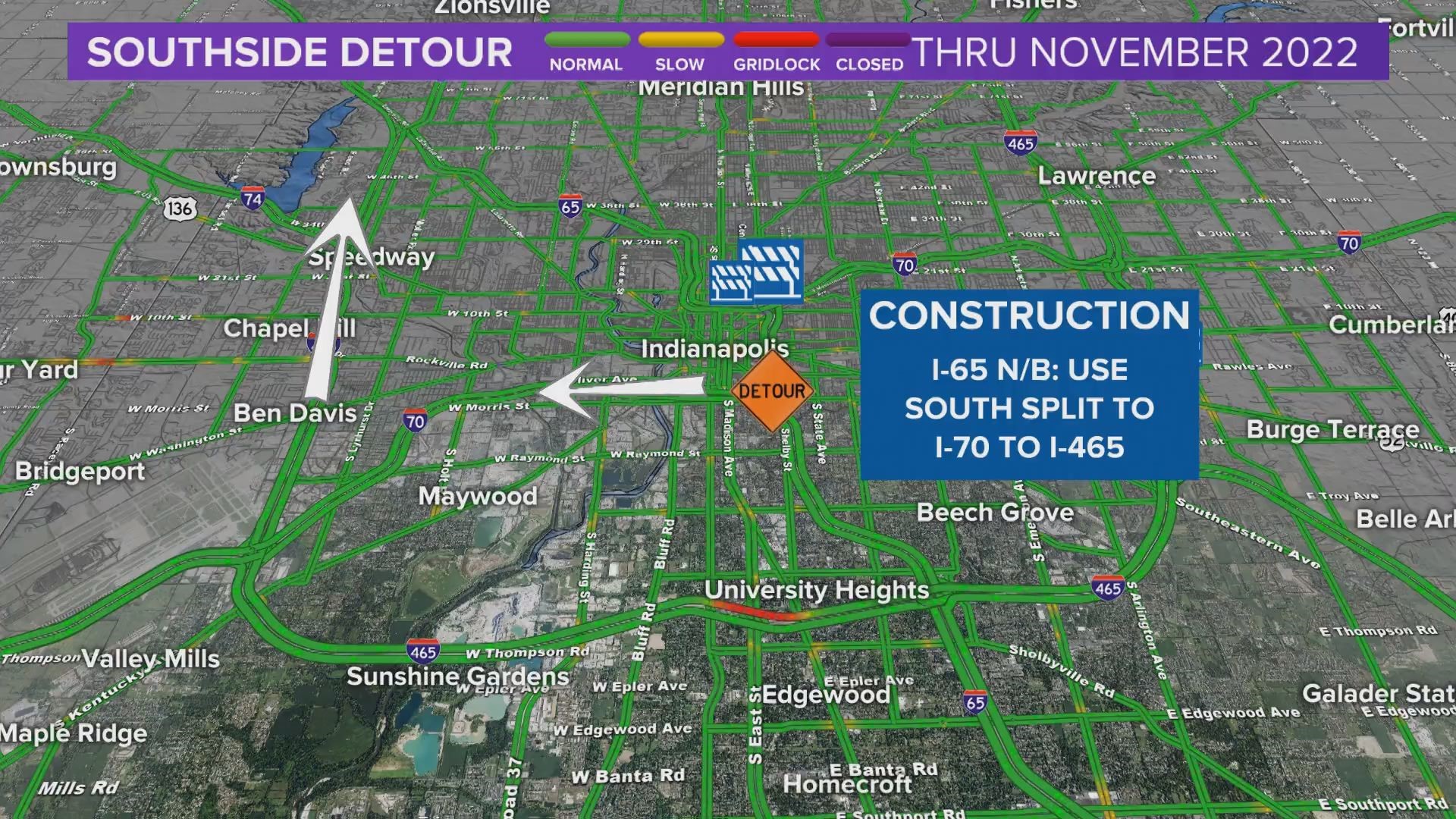 Split Interchange North Split Project and detours begin May 15 | wthr.com