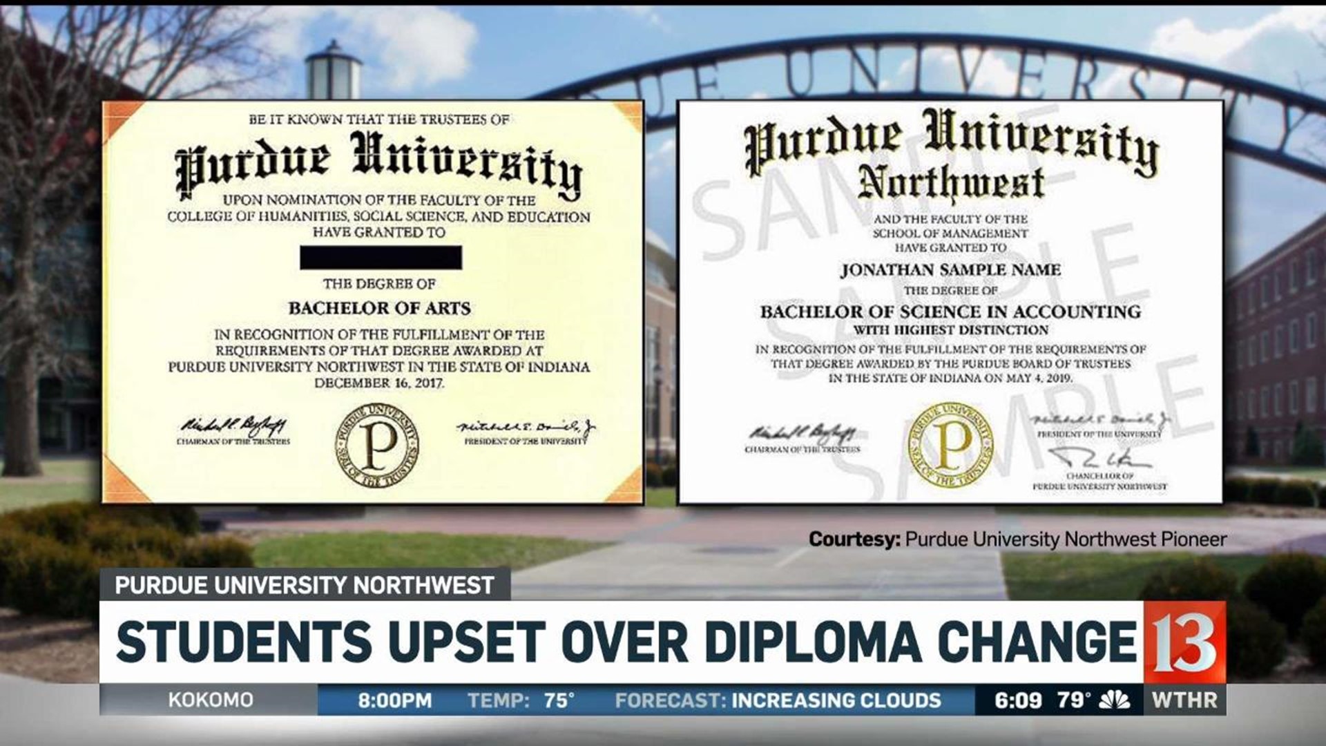 Purdue Northwest diploma change upsetting some students | wthr.com