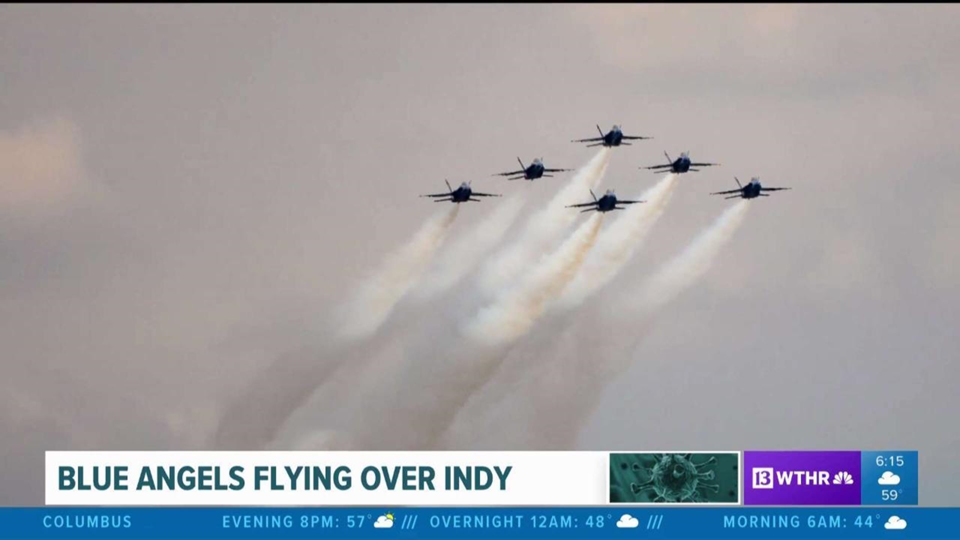 Blue Angels fly over Indianapolis to honor frontline workers