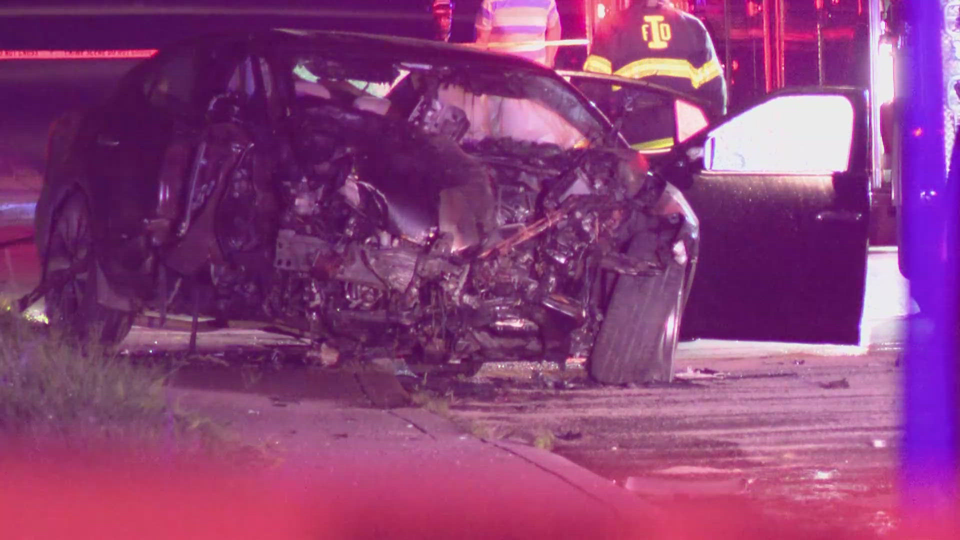 IMPD says officers were chasing the car when it hit a pole near 34th Street and Emerson Avenue.