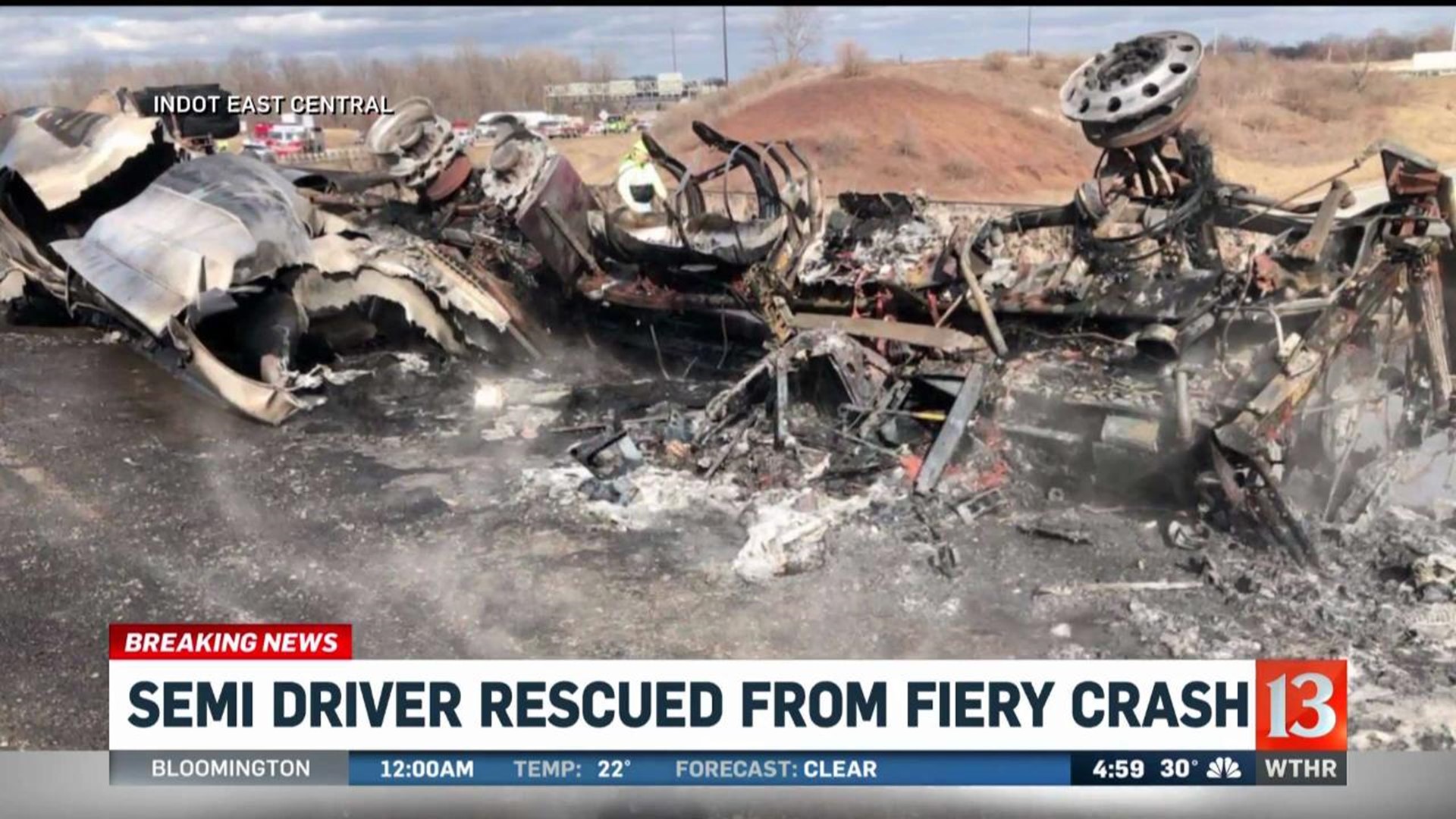 Fiery crash closes highway ramp