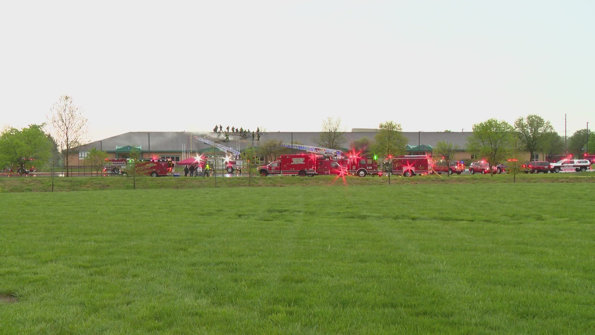 Crews from eight fire departments responded to Cardinal Elementary on Hornaday Road Sunday morning.