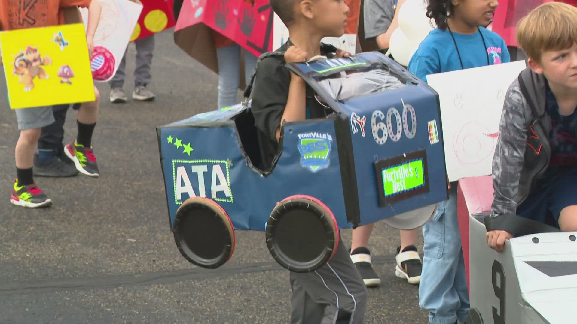 Kindergarten students got to decorate their cars before racing for the championship title.