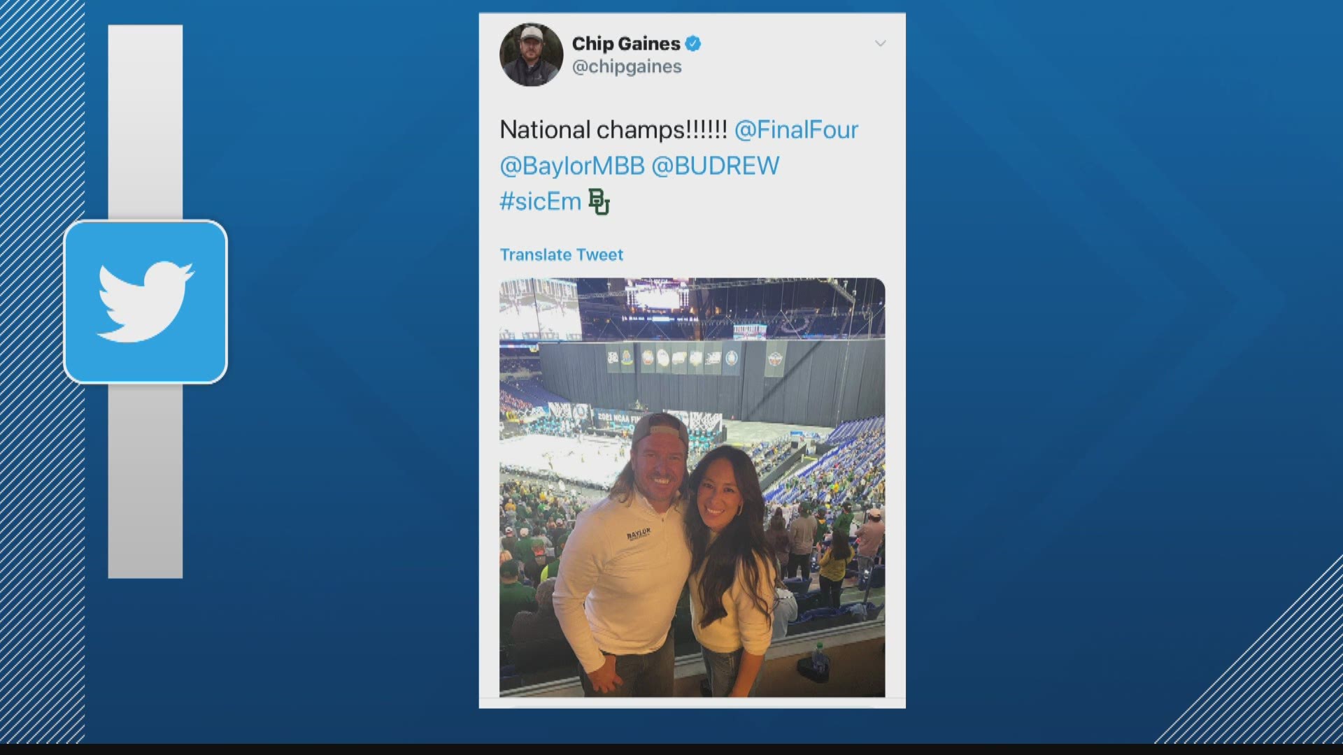 Chip and Joanna Gaines and Robert III were among the familiar faces at Lucas Oil Stadium for the NCAA Men's Basketball Championship game.