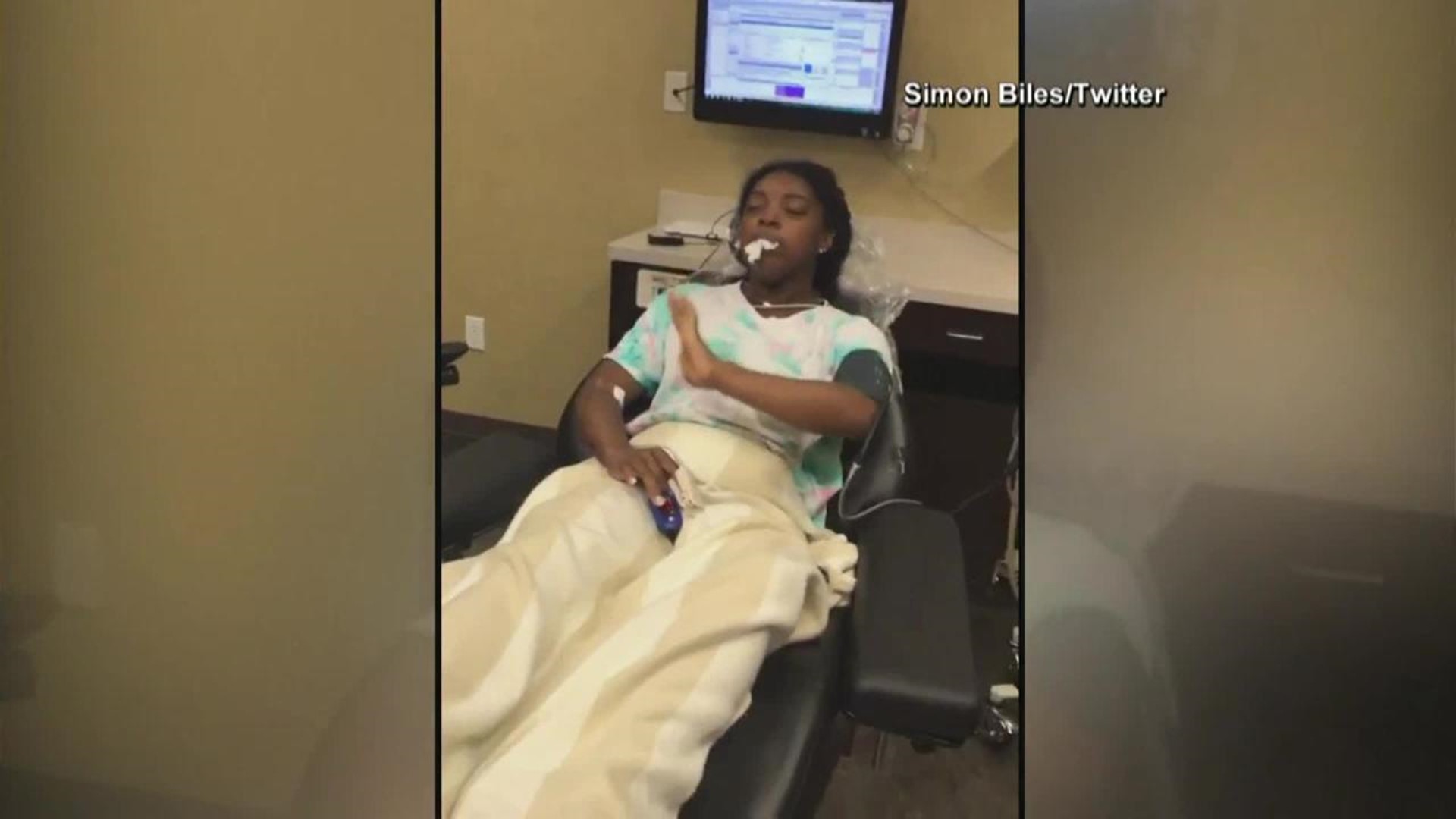 WATCH Olympian Simone Biles video after wisdom teeth surgery