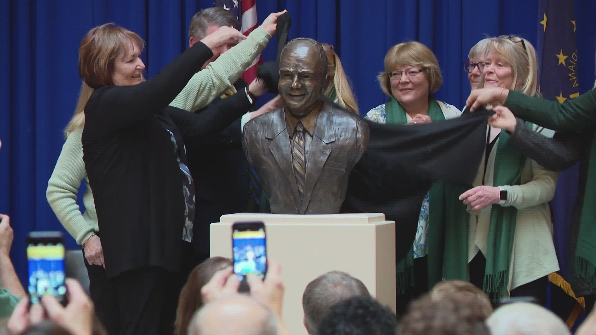 There's a bronze bust at the statehouse in honor of former Indiana Governor Joe Kernan.