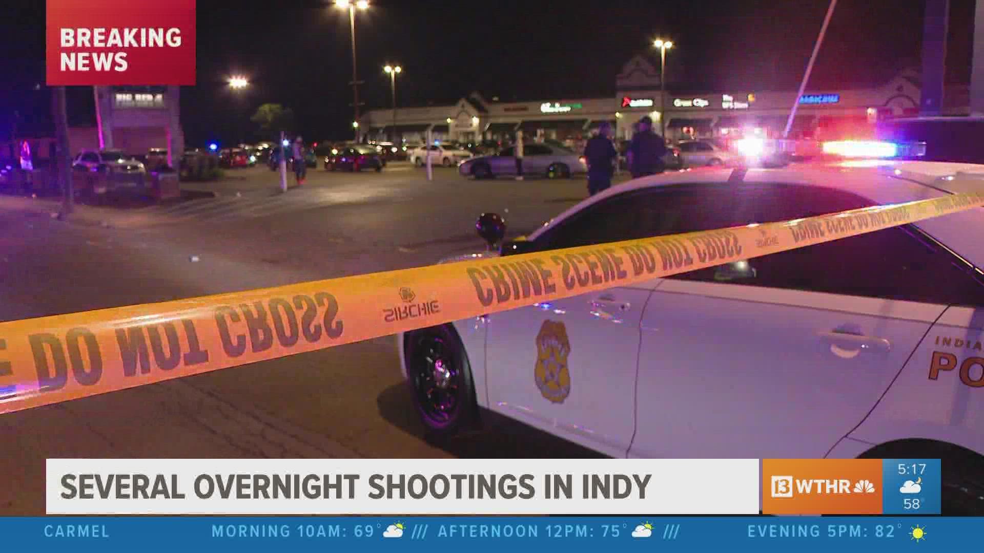 IMPD responded to at least four shootings overnight in Indianapolis.