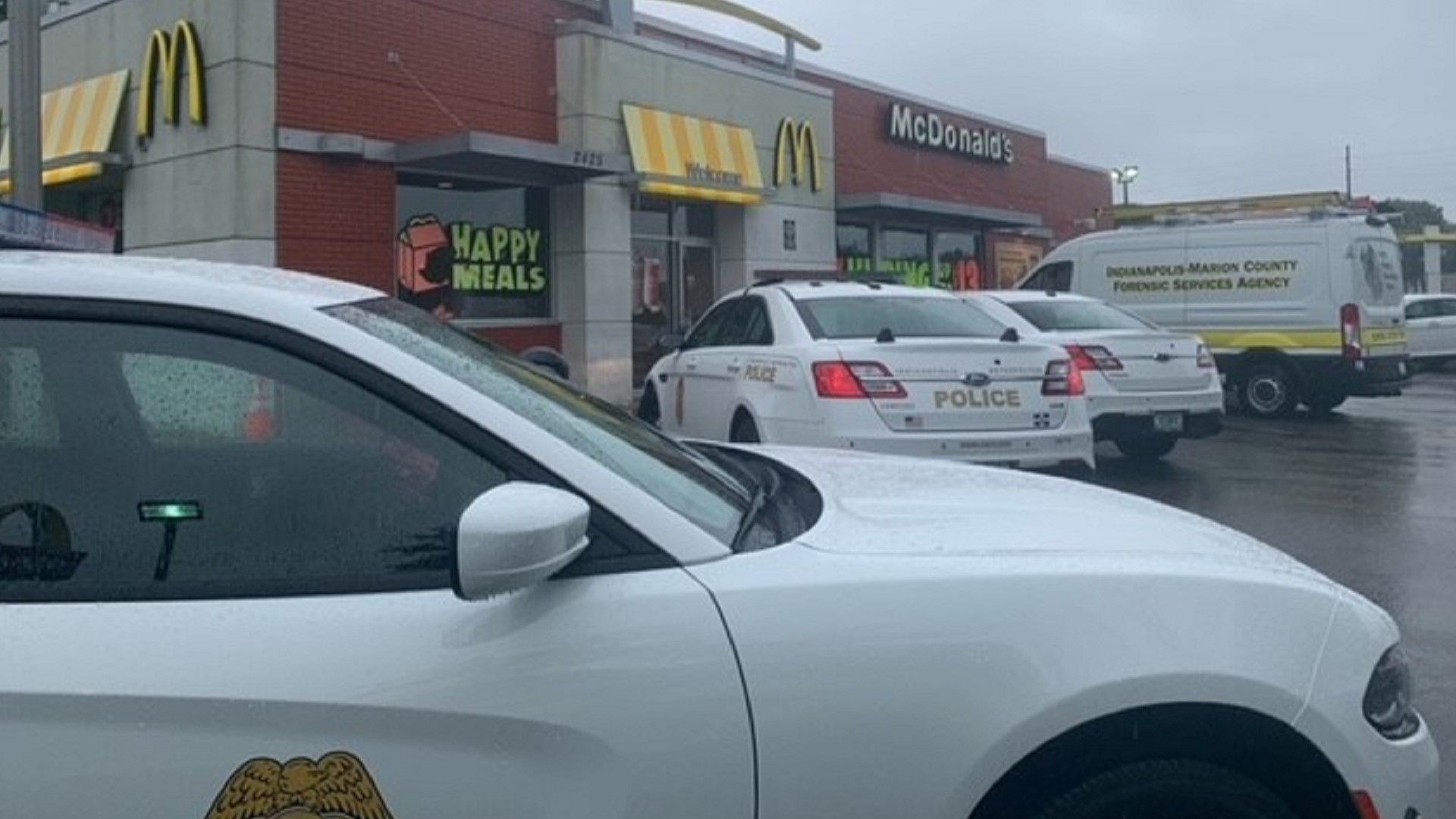 A shooting at the McDonalds at 38th Street and Keystone Avenue left two employees injured.