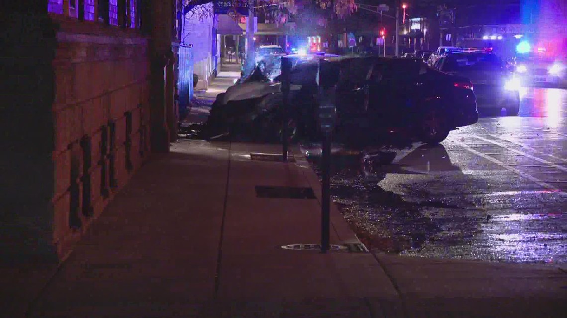 Person injured when car crashes into building in downtown Indianapolis ...
