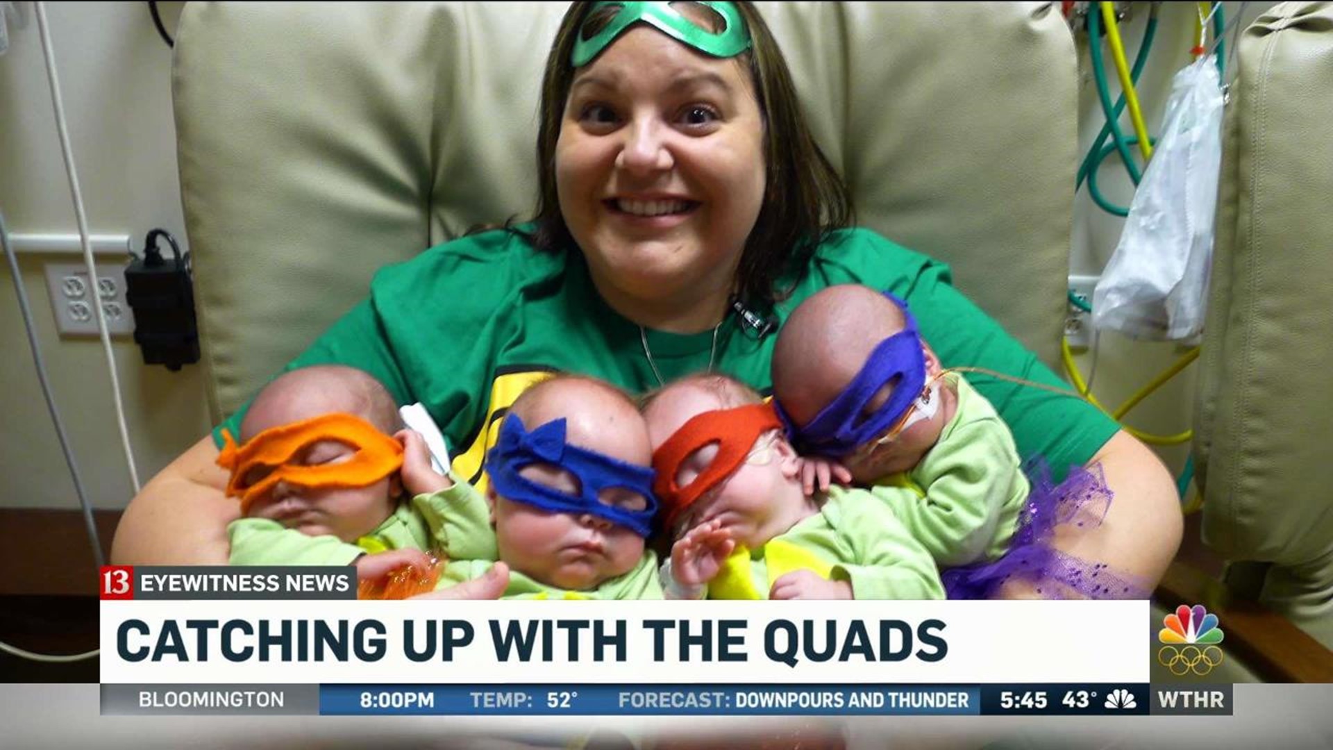 Quadruplets celebrate their first Halloween Ninja Turtle style