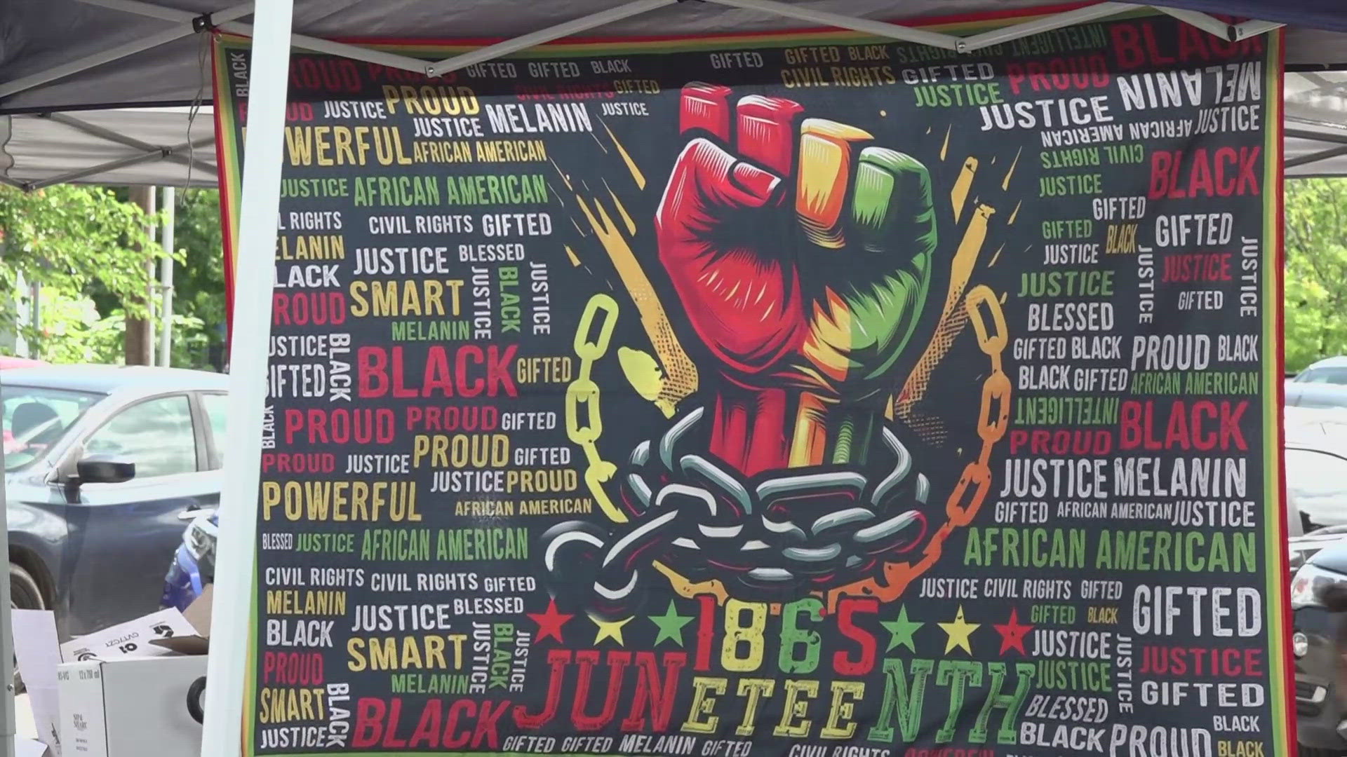 13News reporter Marina Silva talks with people attending a Juneteenth celebration in Indianapolis.