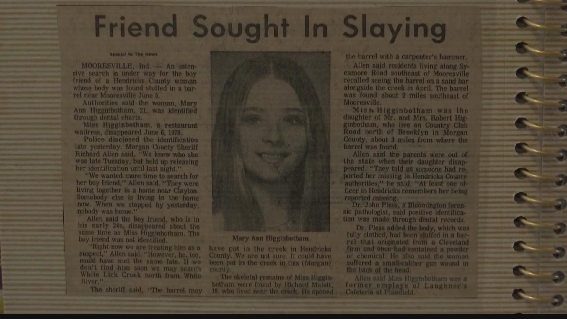 The murder of a Plainfield woman who went missing in 1978 has never been solved. Today, Mary Ann Higginbotham's family got a special gift to remember her.