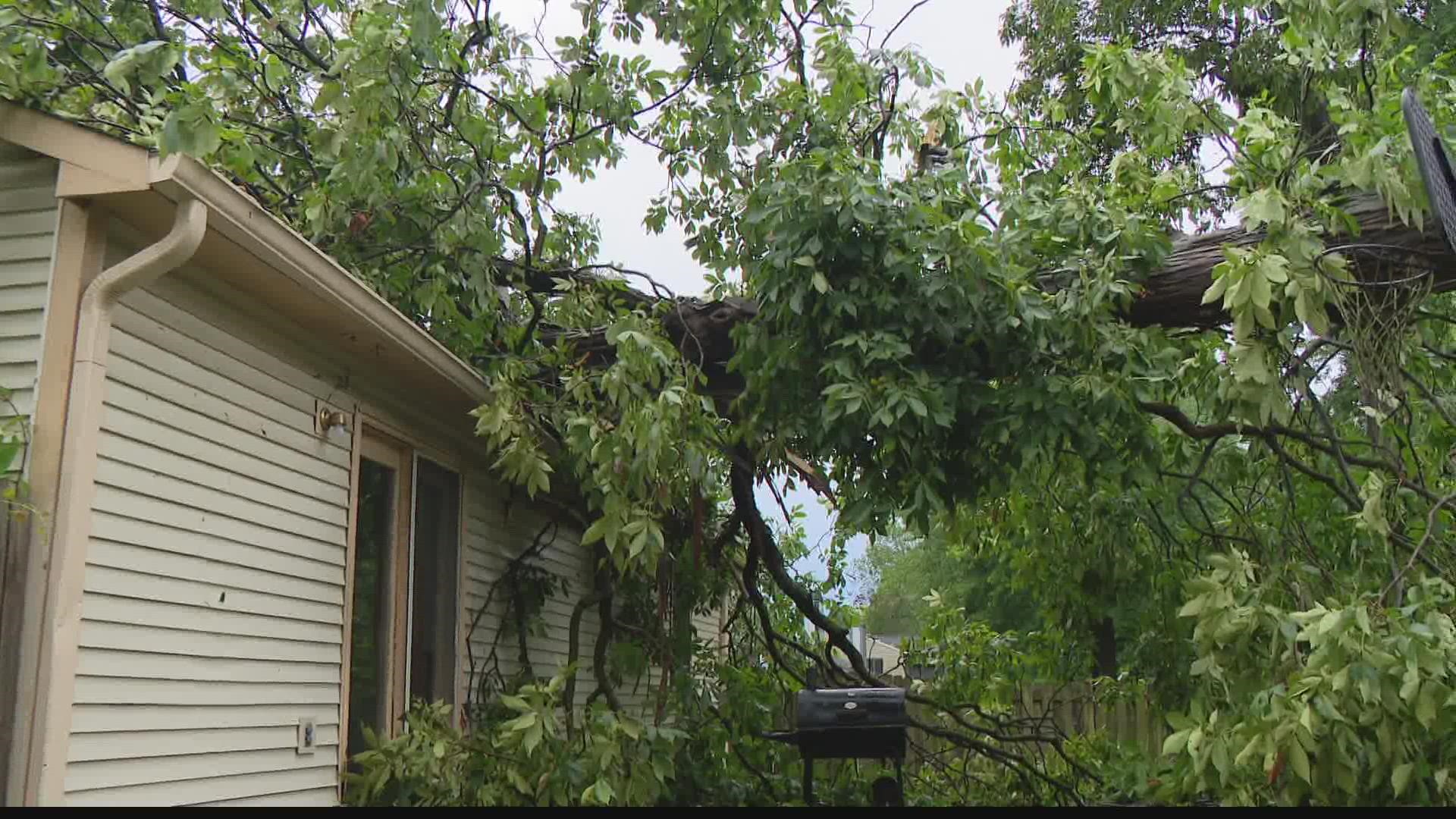 Parts of central Indiana saw storm damage after storms rolled through the area Monday morning.