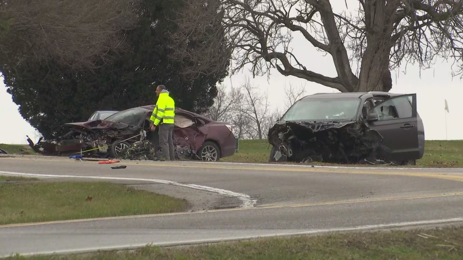 The crash happened Tuesday morning in the 7900 block of Mann Road, near West Southport Road.