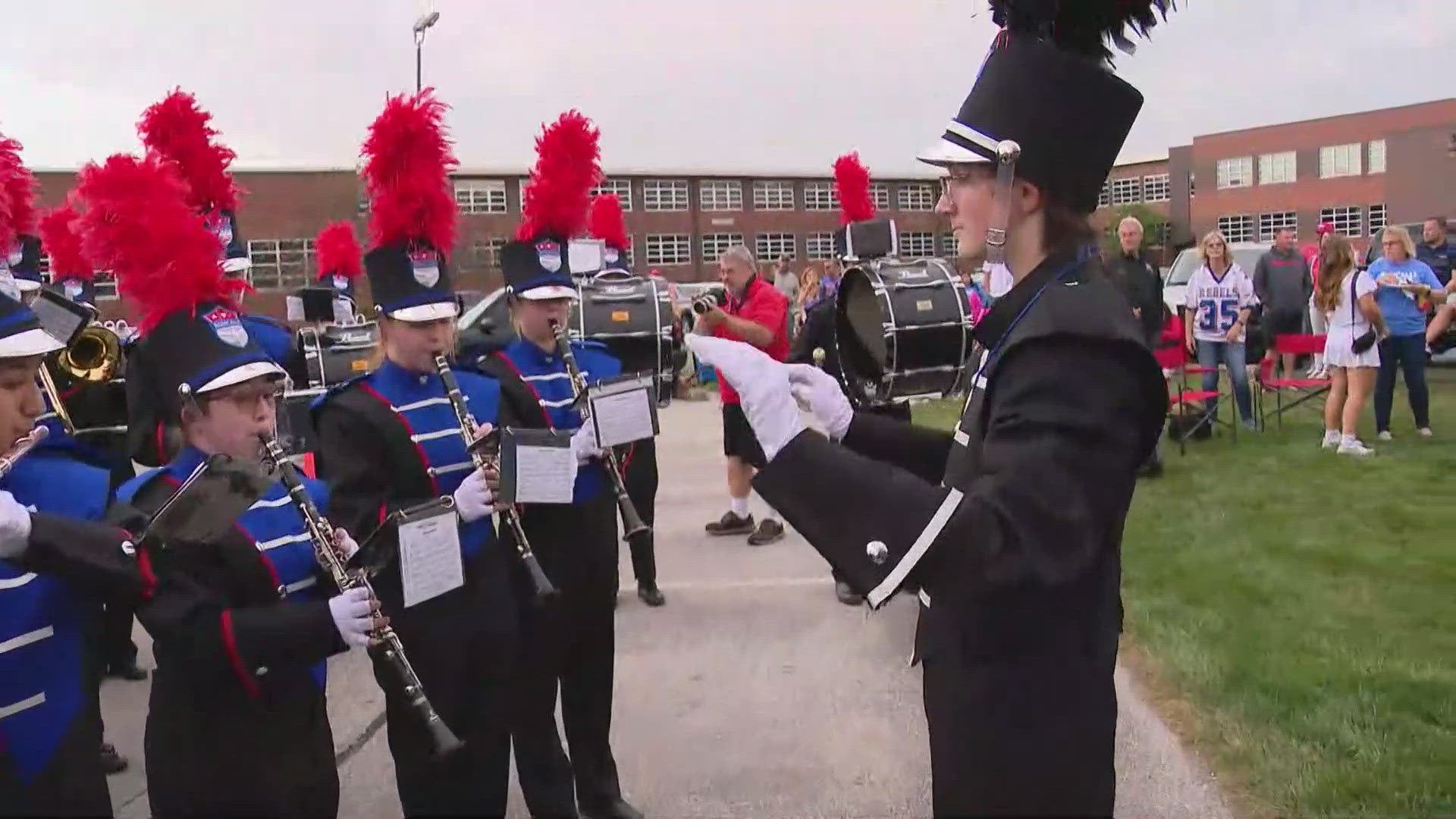 The Roncalli High School band performs as the Operation Football Band of the Week.