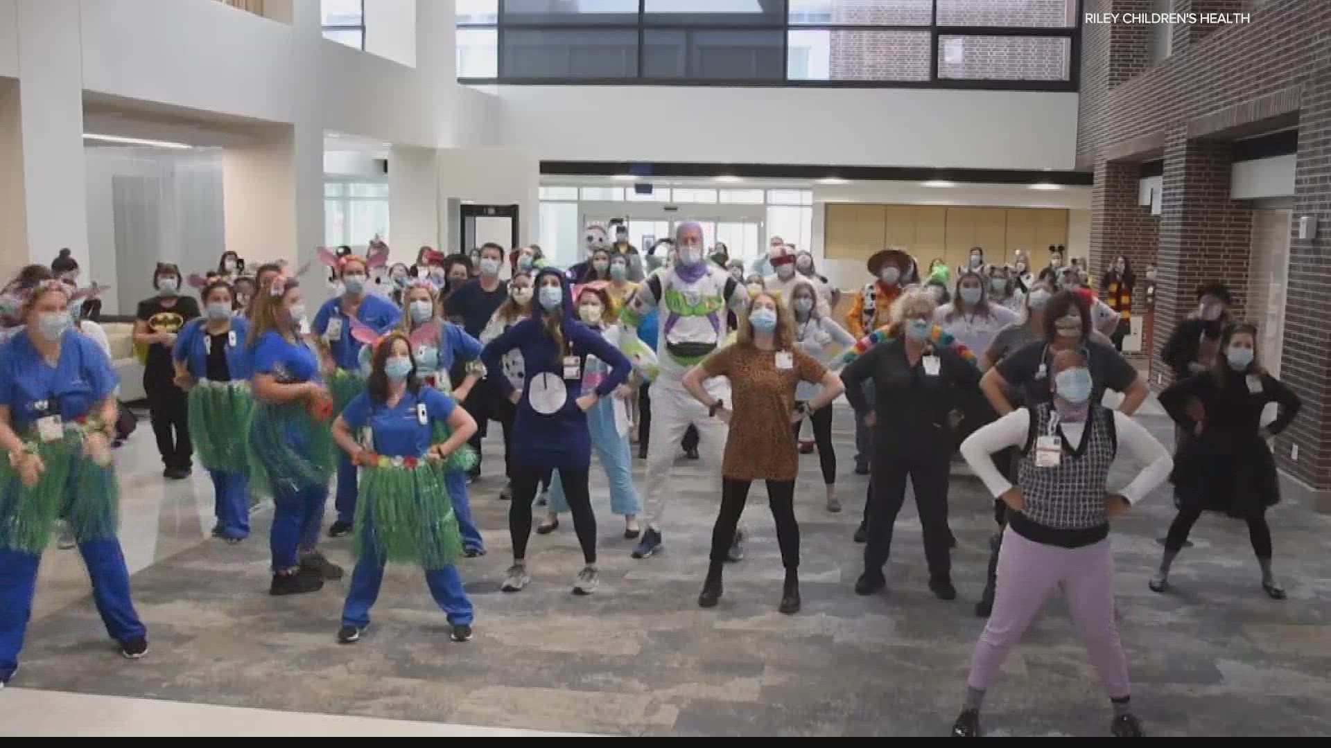 Riley Hospital for Children team members gathered Friday to showcase their dance skills while in Halloween costumes.