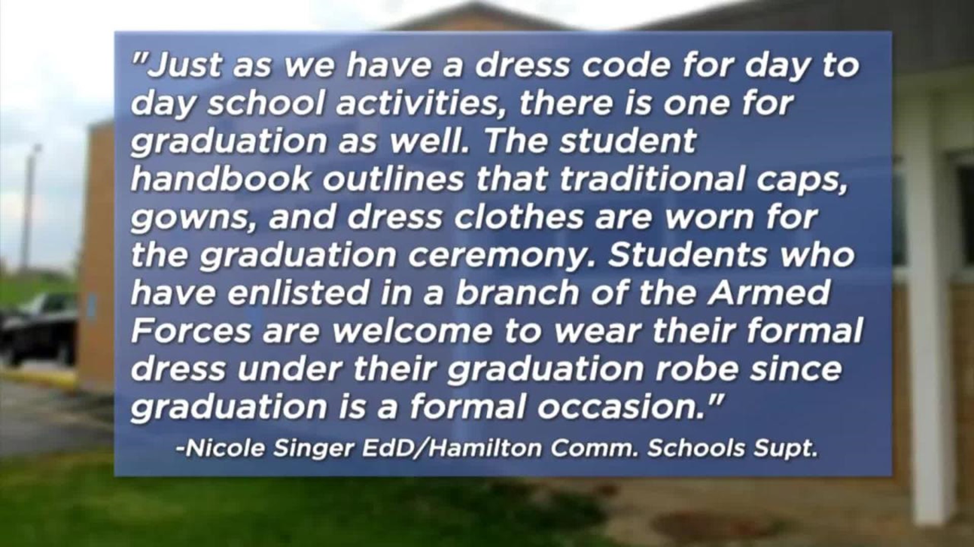 No Army uniforms at graduation
