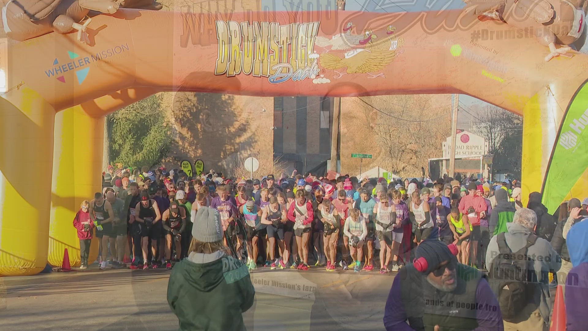 13Sports director Dave Calabro talks with Brian Crispin of the Wheeler Mission about how the Drumstick Dash on Thanksgiving Day helps Hoosiers in need.