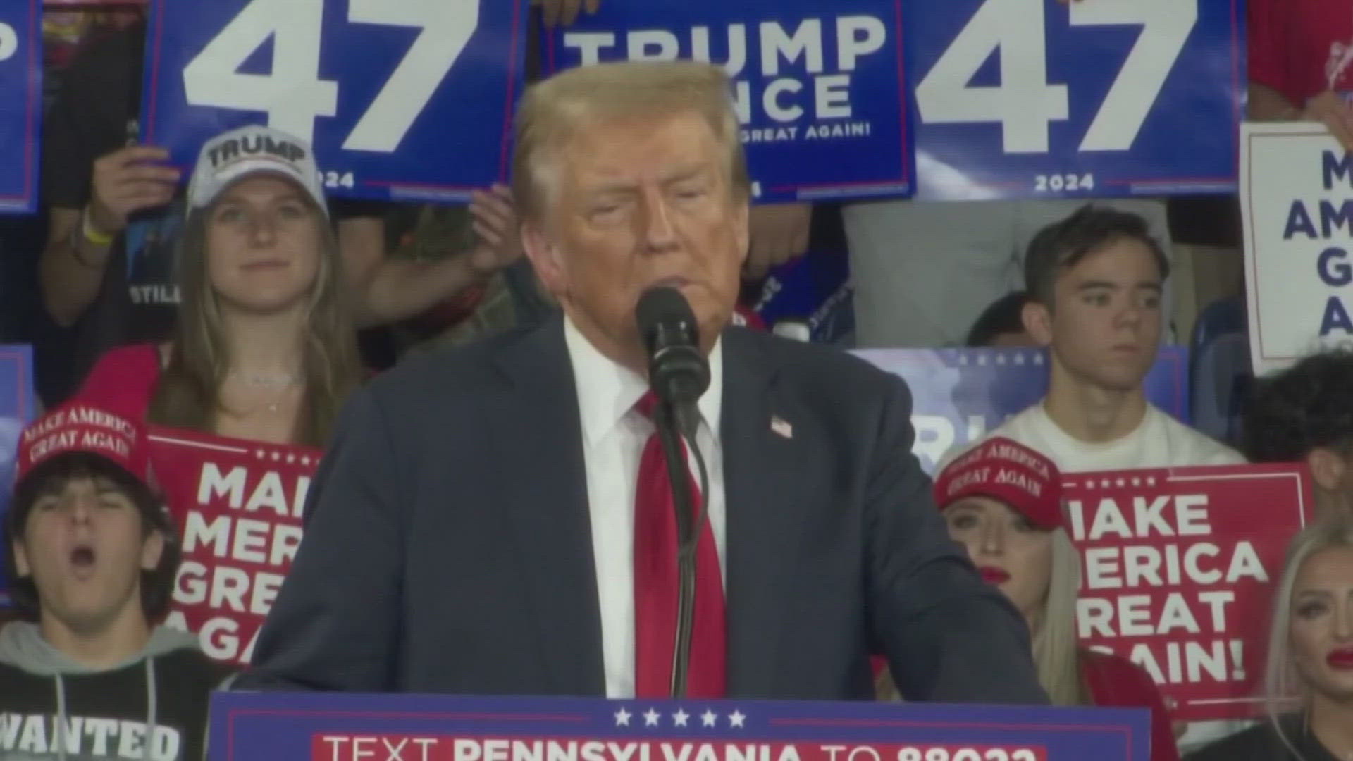 Donald Trump hosts rally in Pennsylvania focusing on economic issues