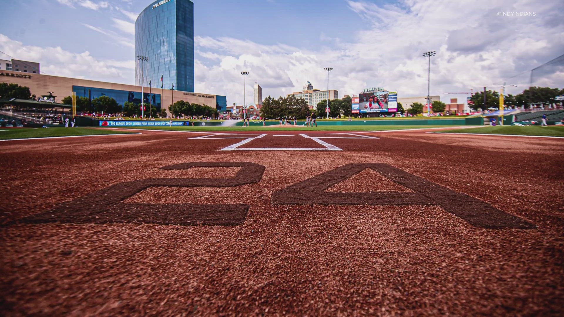 The Indians displayed Mays' number 24 behind home plate before last night's game against the Iowa Cubs.