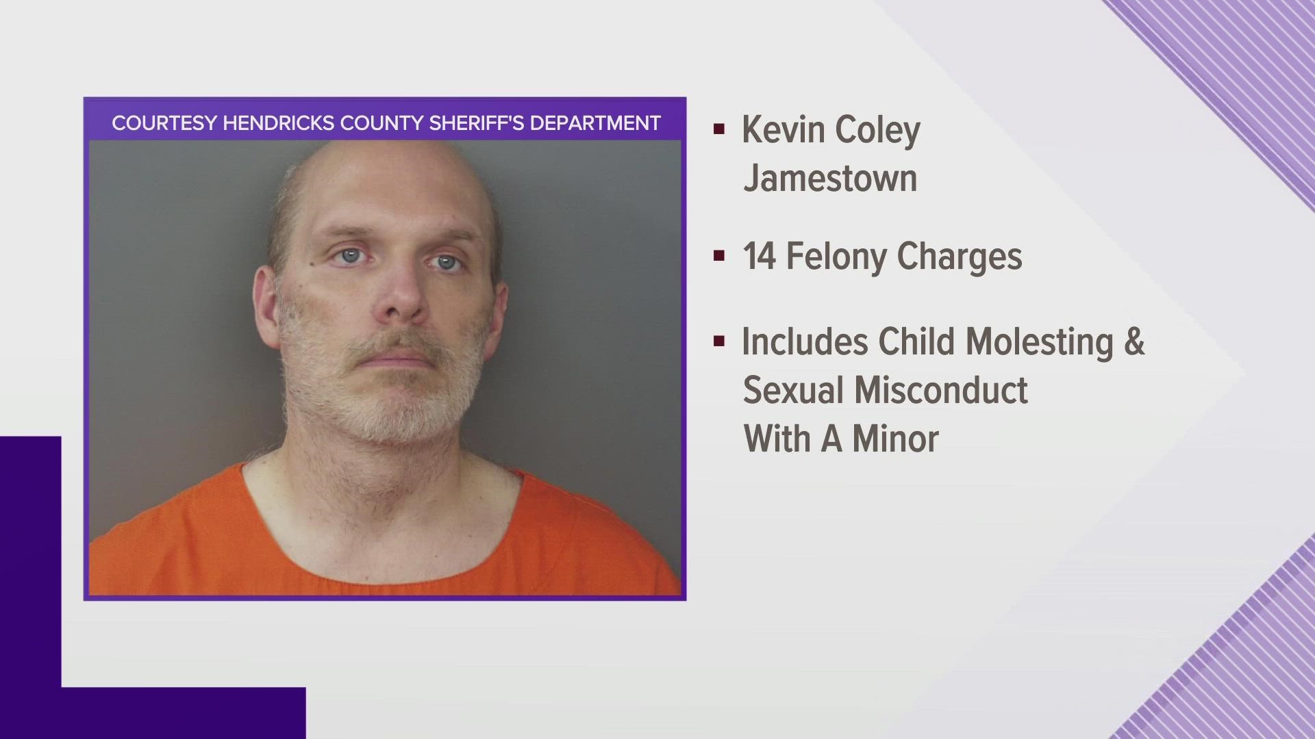 Kevin Coley is charged with vicarious sexual conduct child molesting and sexual misconduct with a minor.