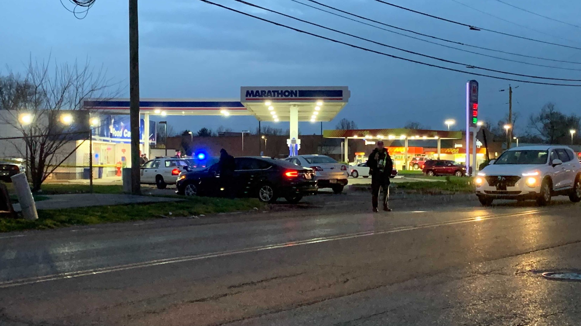The shooting reportedly happened at a Marathon gas station at West 71st Street and Georgetown Road.