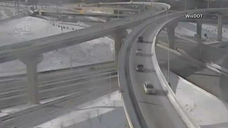 WATCH: Driver plummets off snowy Wisconsin overpass