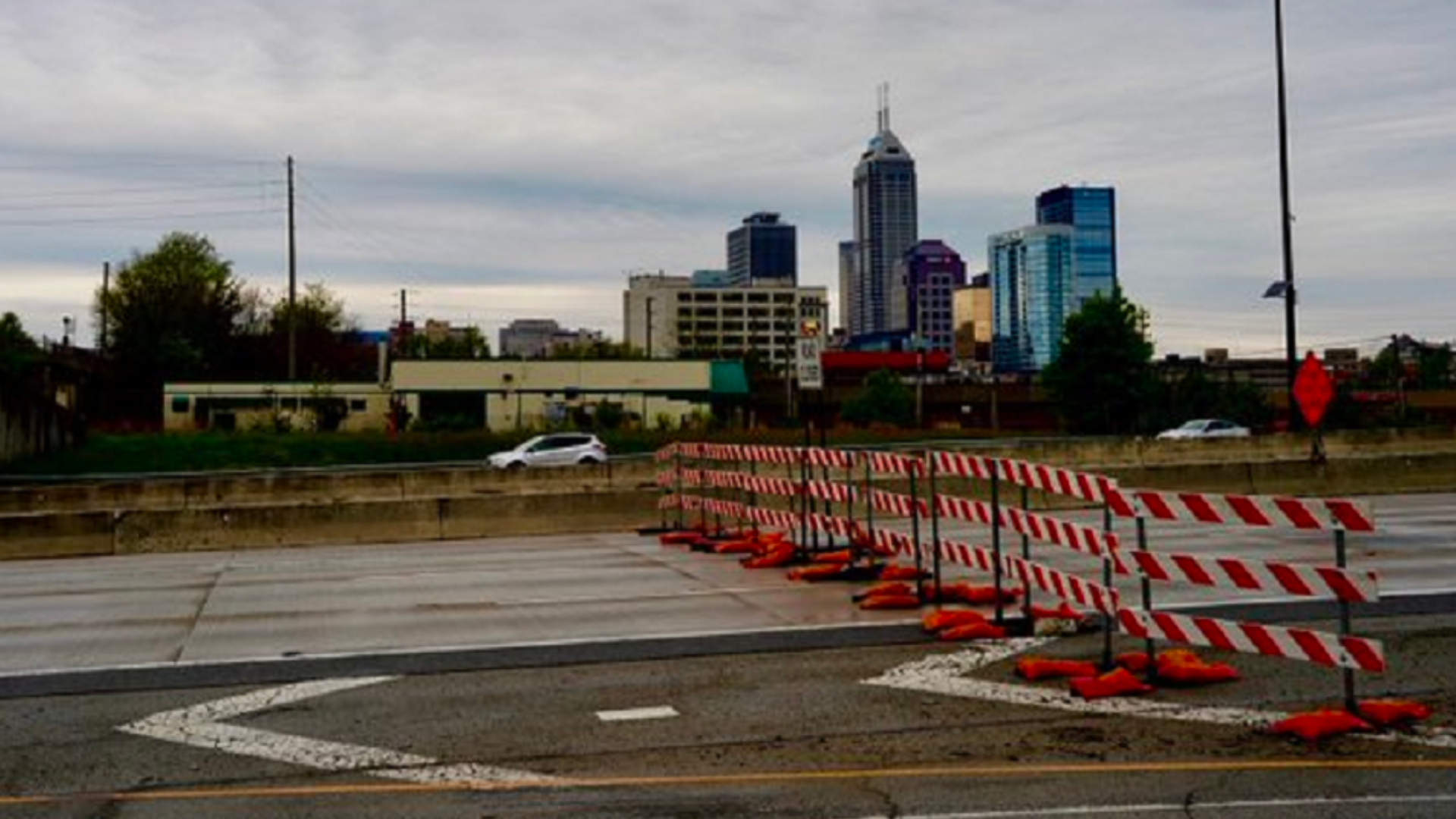 Saturday morning, the North Split Interstate interchange in downtown Indianapolis began the two-day closing process. More barricades were in place Sunday.