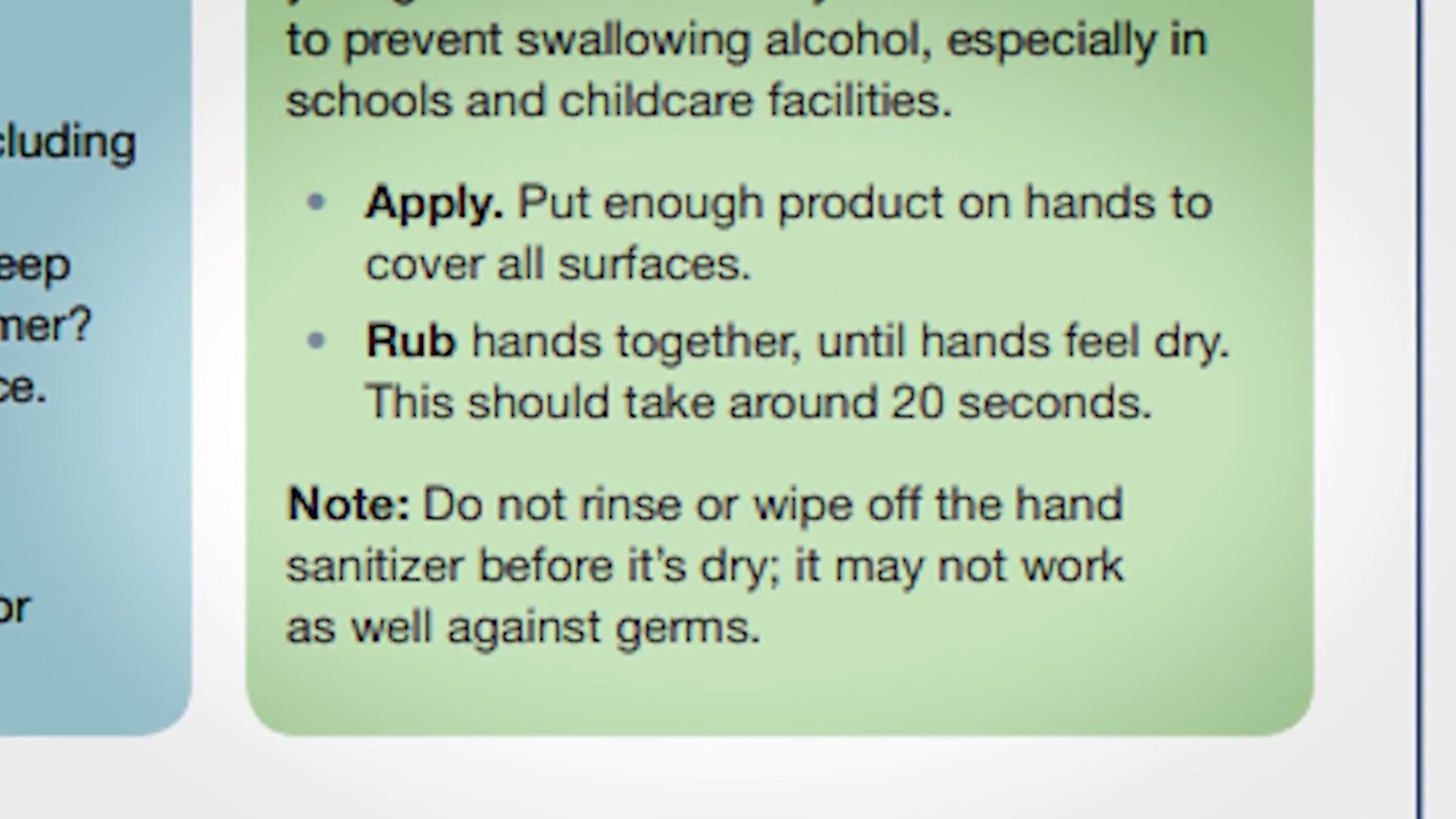 Verify Hand Sanitizer Should Be Used For About 20 Seconds Not 3