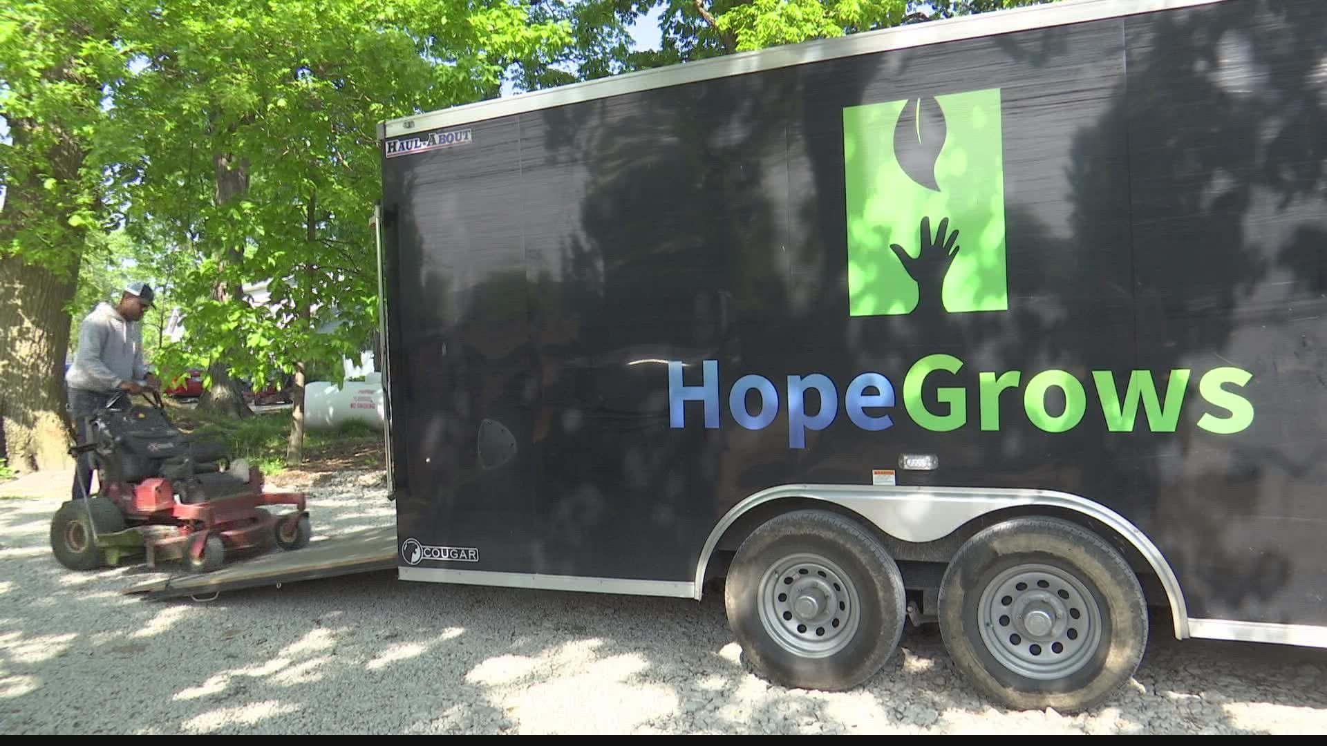 Men who enter the free program commit to a year with the north Indianapolis landscaping company while also working on their addiction recovery.