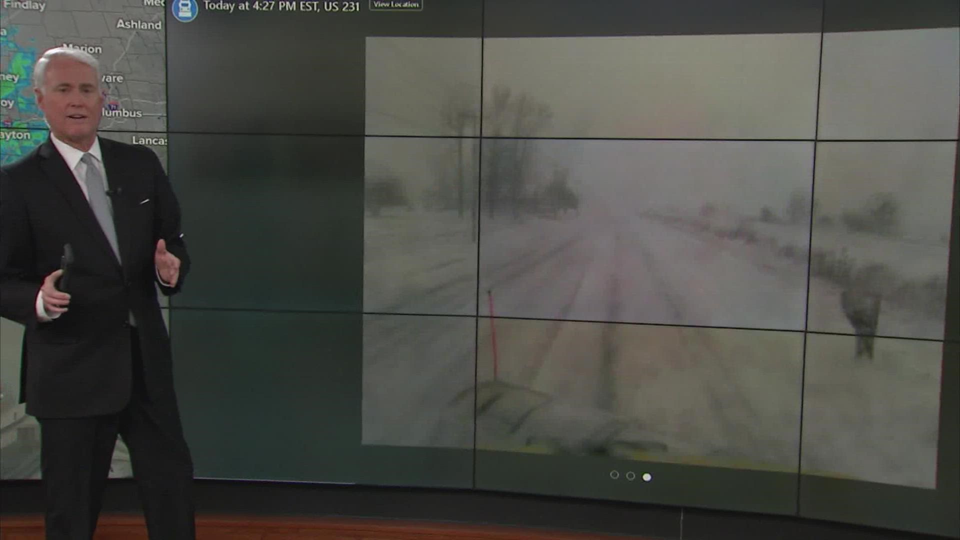 Get a glimpse at what snow plows across Indiana are seeing in the midst of severe weather.