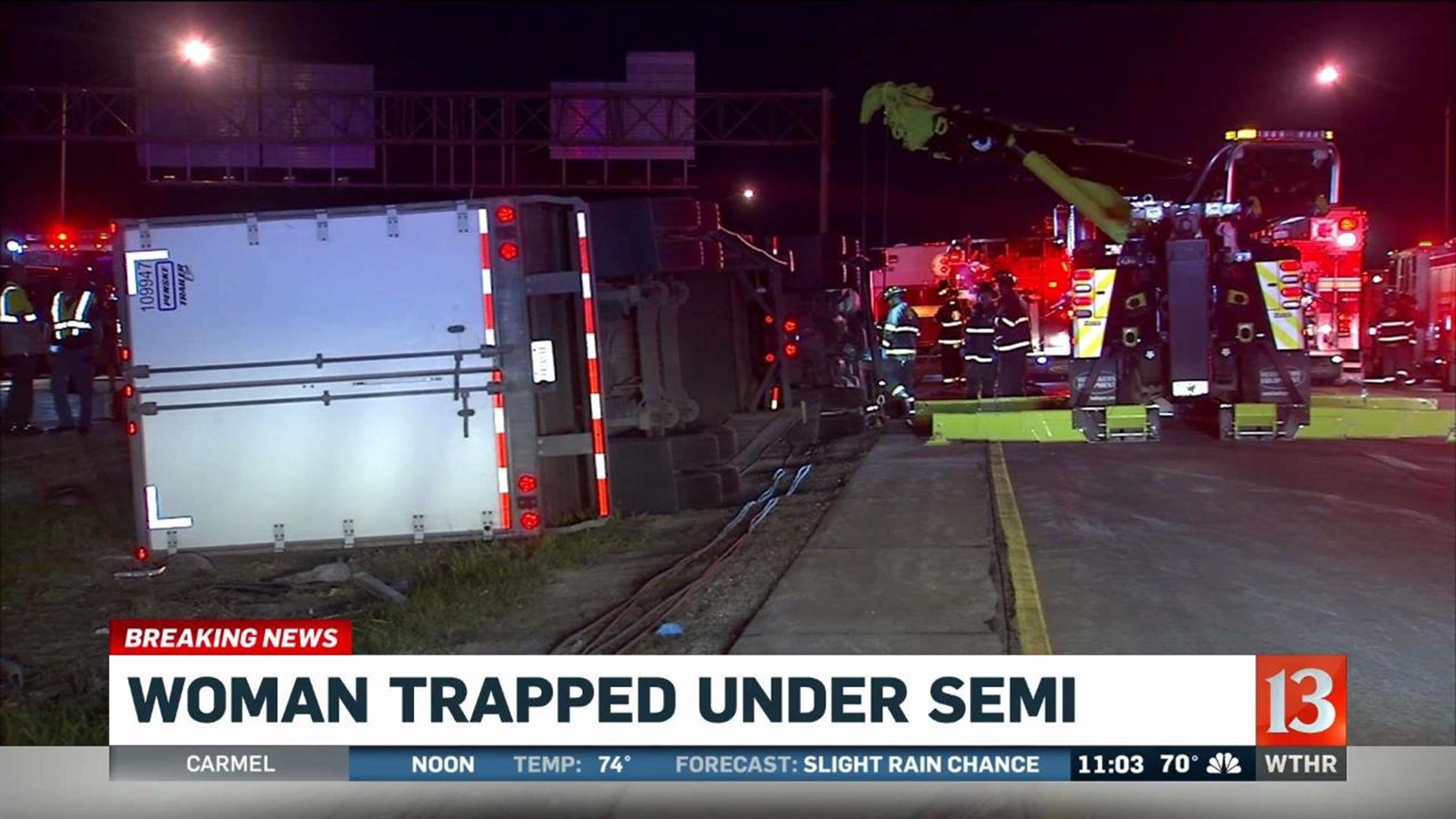 Semi overturns