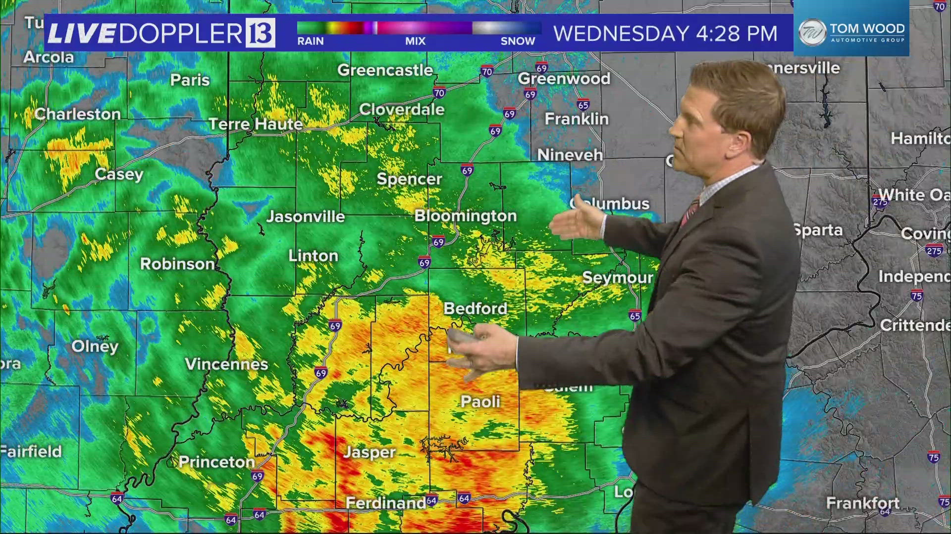 13News meteorologist Sean Ash takes a look at how much rain could hit central Indiana on Wednesday evening.