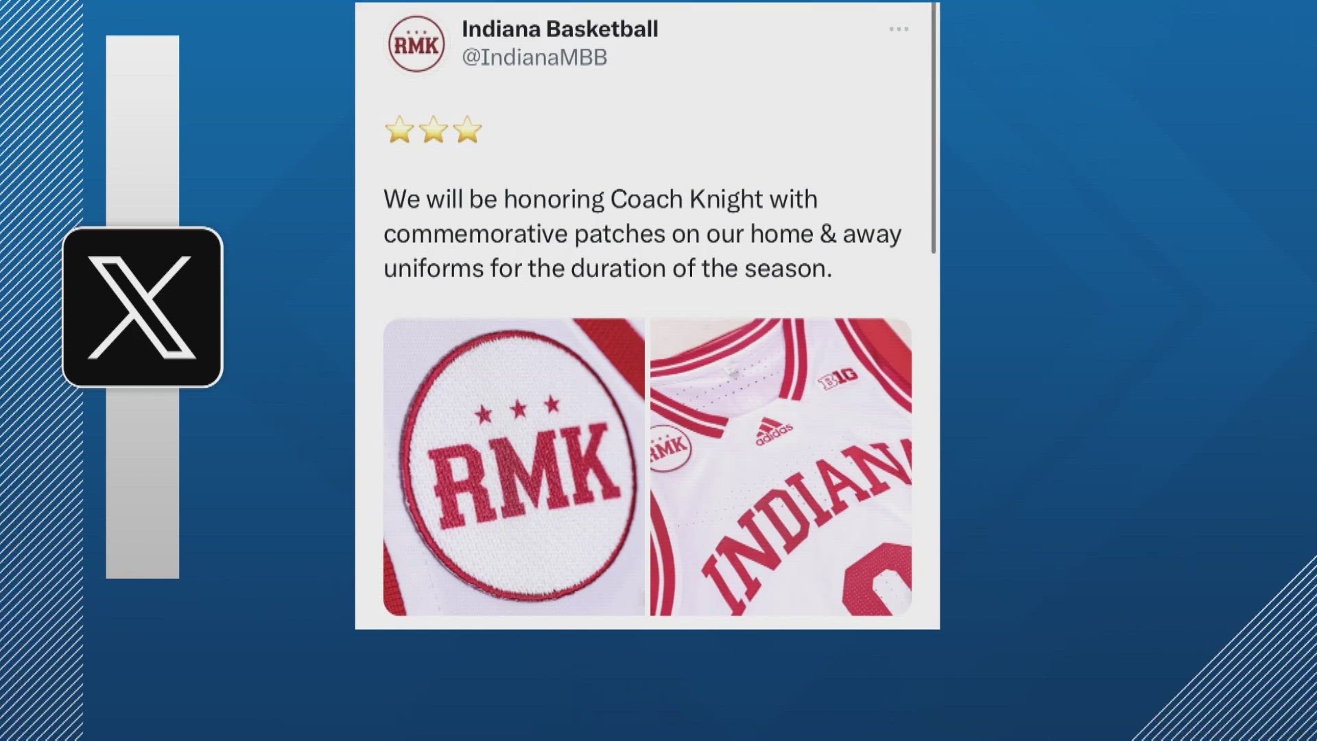 13Sports reporter Dominic Miranda reports from Assembly Hall where the IU men's basketball team unveiled patches they will wear this season to honor Bob Knight.
