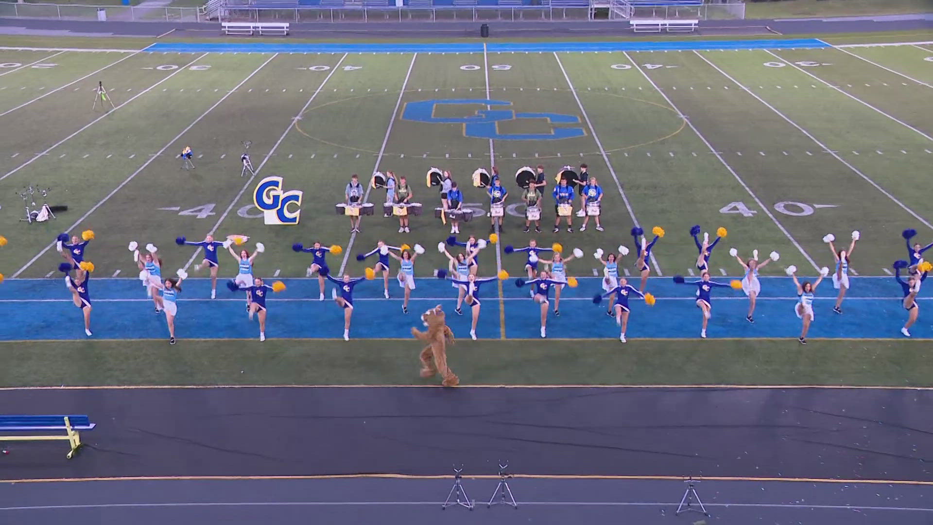 The Greenfield-Central cheerleaders perform on Operation Football!