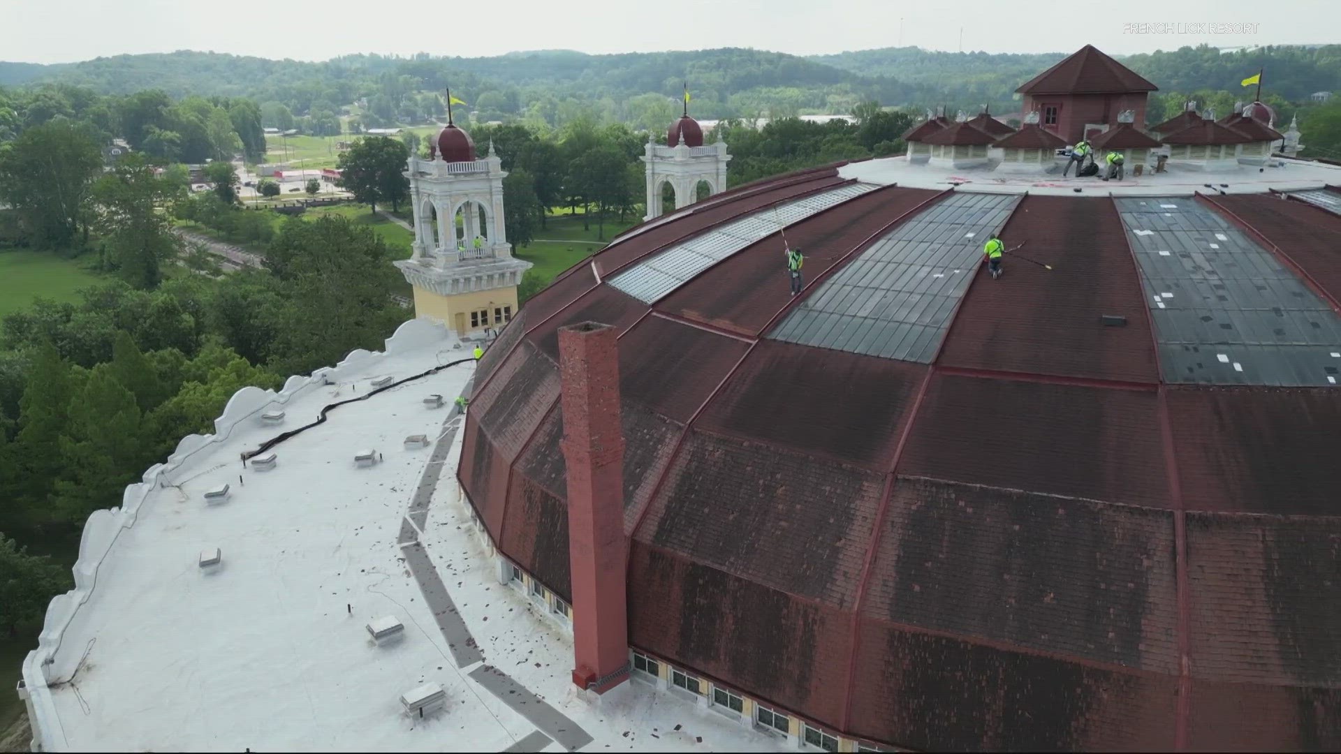 Several panels of the glass roof of the atrium were damaged by hail during storms on June 25.