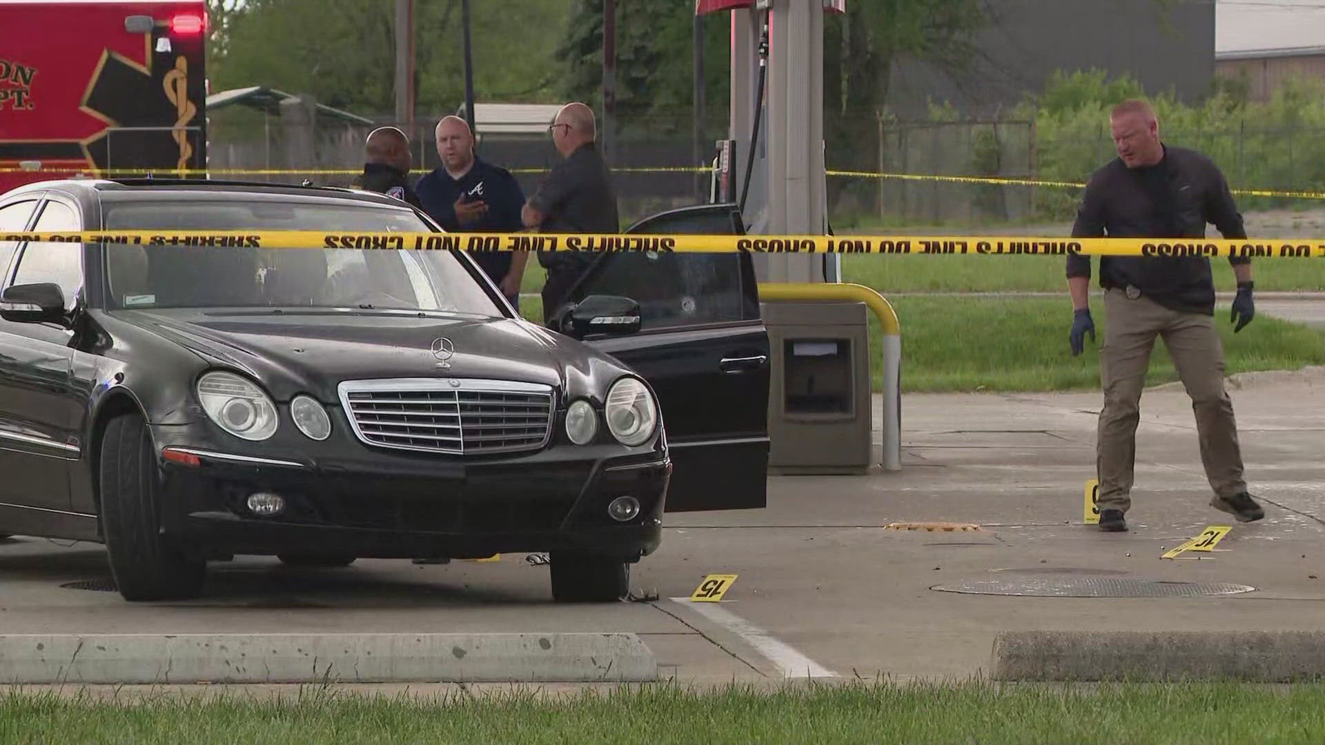 A man who was wanted in a separate investigation shot himself after an exchange of gunfire with a police officer at an Anderson gas station May 7.
